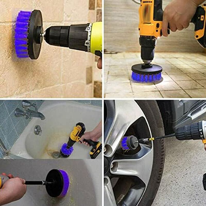 30PC Drill Brush Tub Clean Electric Grout Power Scrubber Cleaning Combo Tool (Blue)