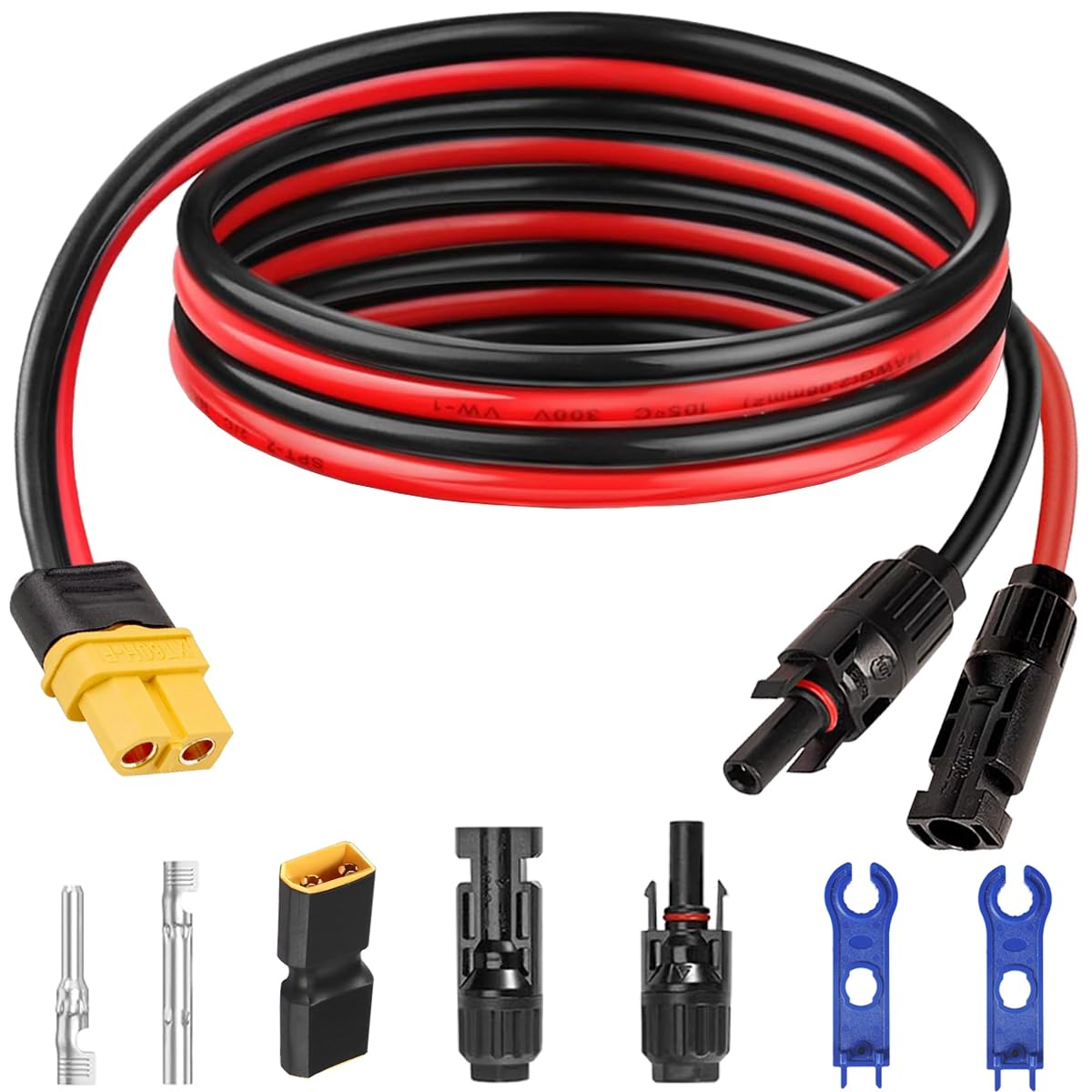 Xiatiaosann Solar Connector to XT60 Female Adapter Cable 12AWG Solar Panel Charging Cable Solar Panel Cable for Portable Power Station, Solar Panel, Solar Generator(1Meter) image number 1