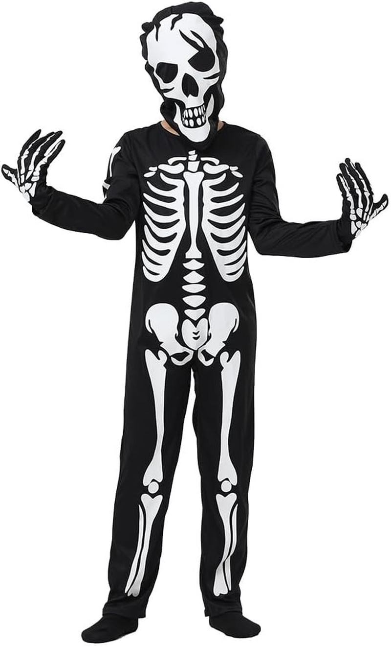 Kids Skeleton Costume Glow in the Dark Skeletons Halloween Skeleton Costumes for Boys and Girls image number 5