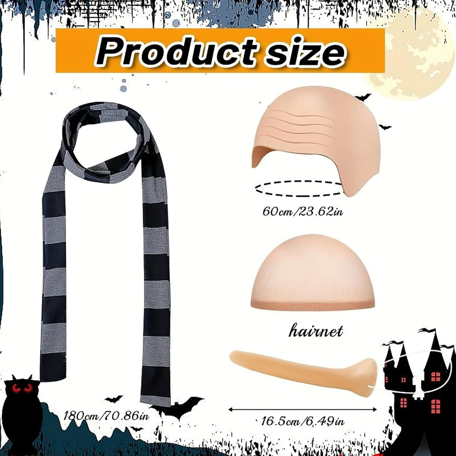 Halloween Costume Accessories for Men Black Gray Striped Mens Scarf Cosplay image number 2
