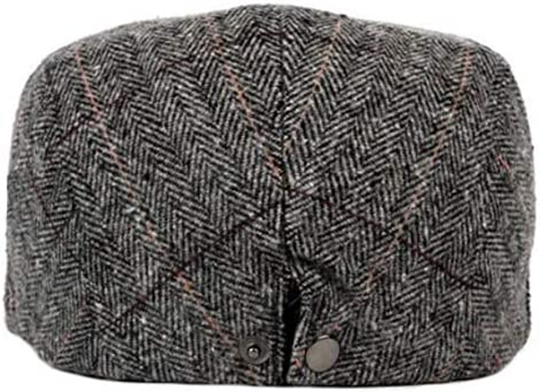 Ukerdo Mens Plaid Flat Berets Hat Newsboy Cabbie Duckbill Caps Fedora Adjustable Vintage Hiking Cycling Drivers Winter Warm Accessories for Birthday Gifts - C image number 6