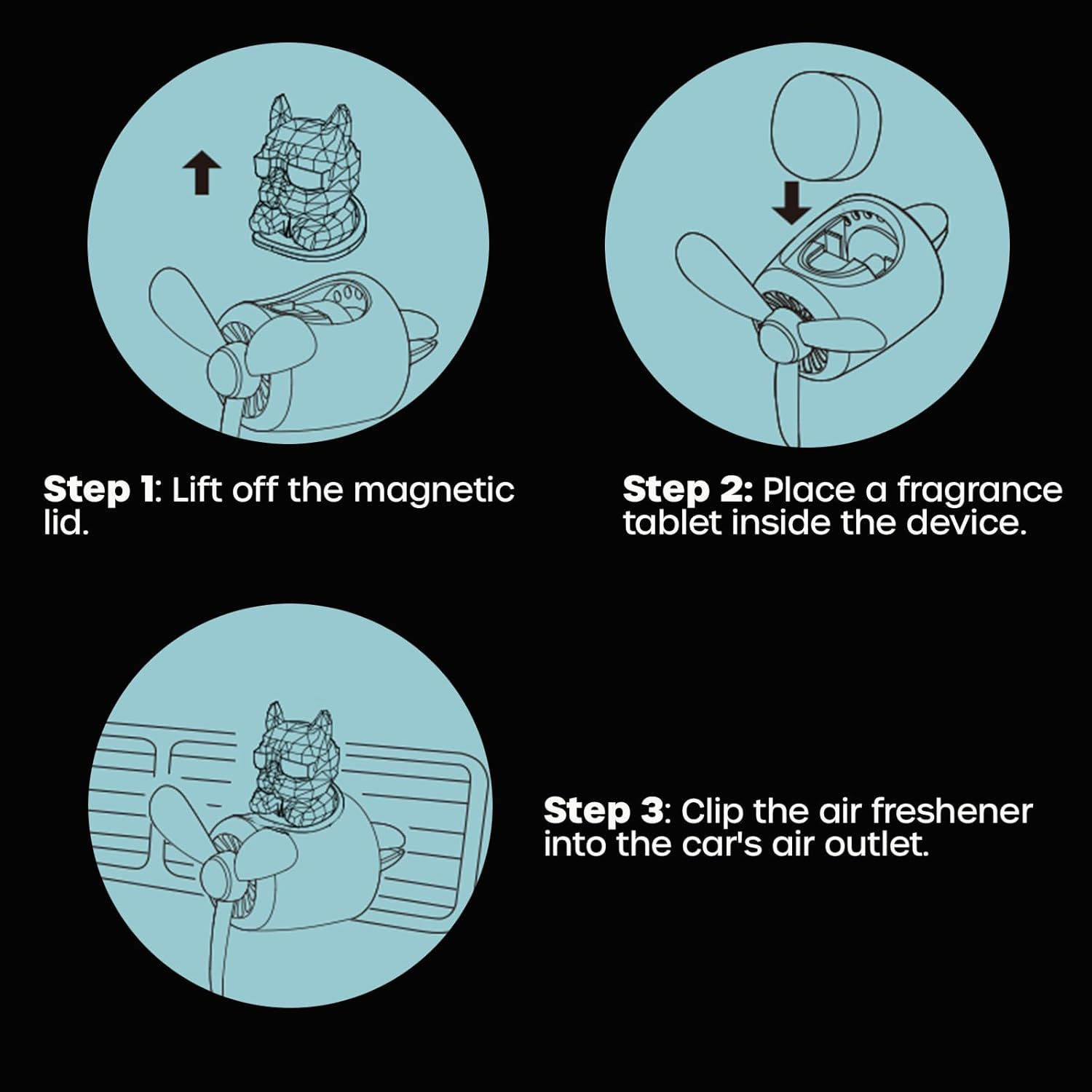 Car Air Fresheners Cute Pilot Dog, Car Vent Air Freshener Rotating Propeller Automotive Air Outlet Fan Creative Car Diffuser, Car Accessories Cute, Car Perfume Decoration