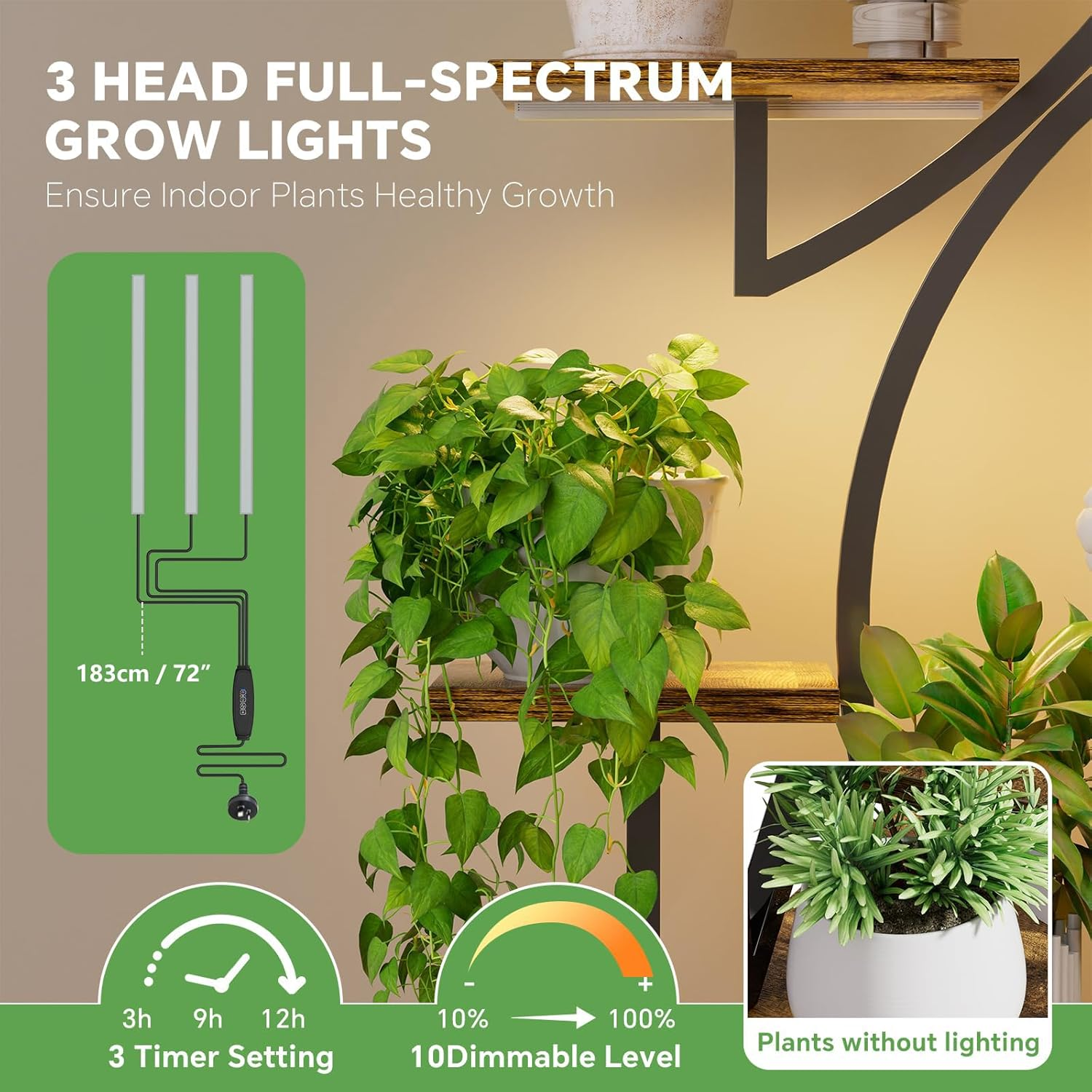 157Cm Plant Stand Indoor, 8-Tiered Indoor Plant Shelf with Grow Lights Can Hold a Variety of Indoor Plants, S-Shaped Plant Stand Display Stand, Suitable for Bedroom, Terrace, Living Room, image number 1