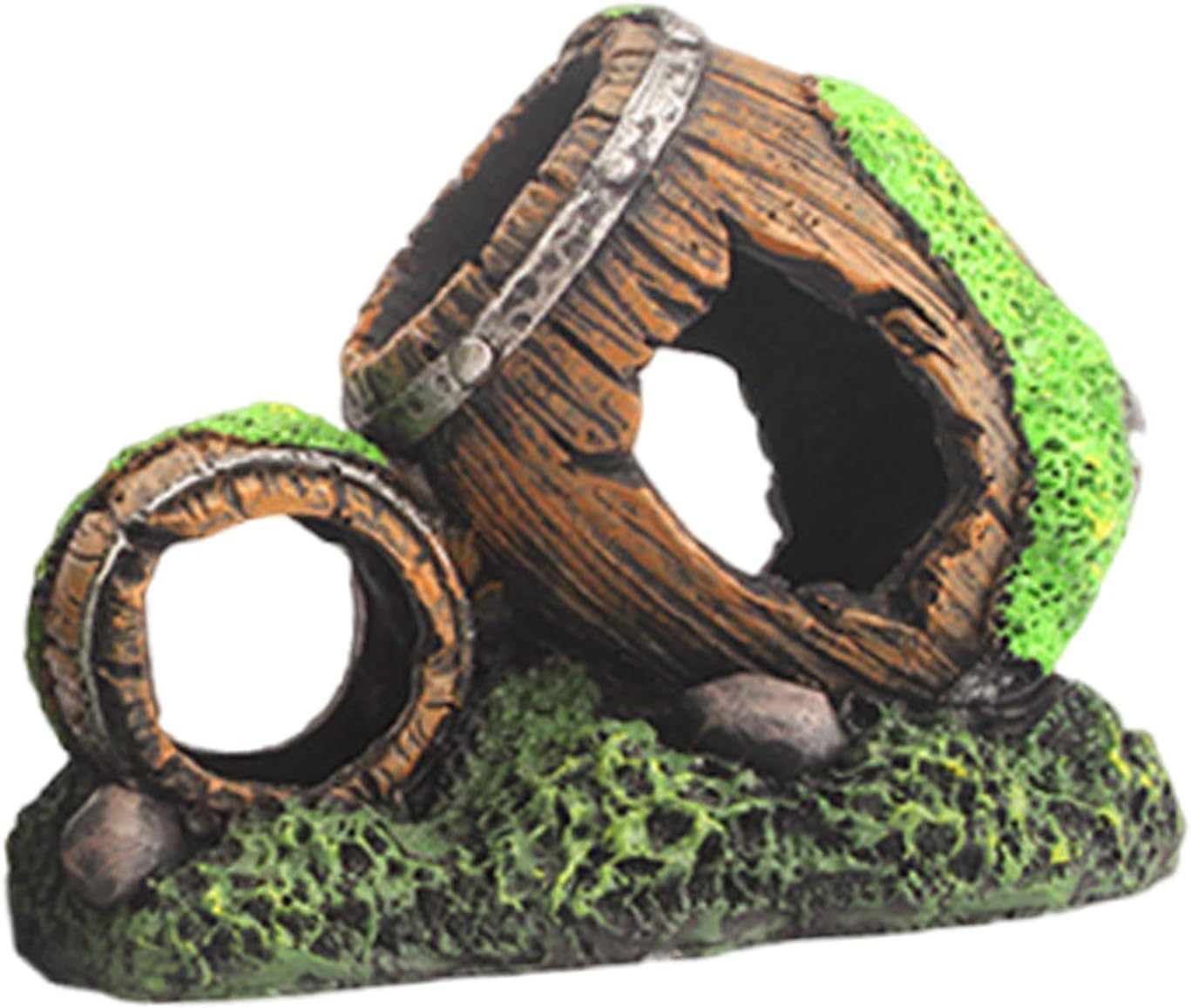 Fish Tank Cave | Hollow Wine Barrel Habitat Decorations - Shrimp Cave | for Pet Store Workplace Saltwater Display Home Freshwater Terrarium