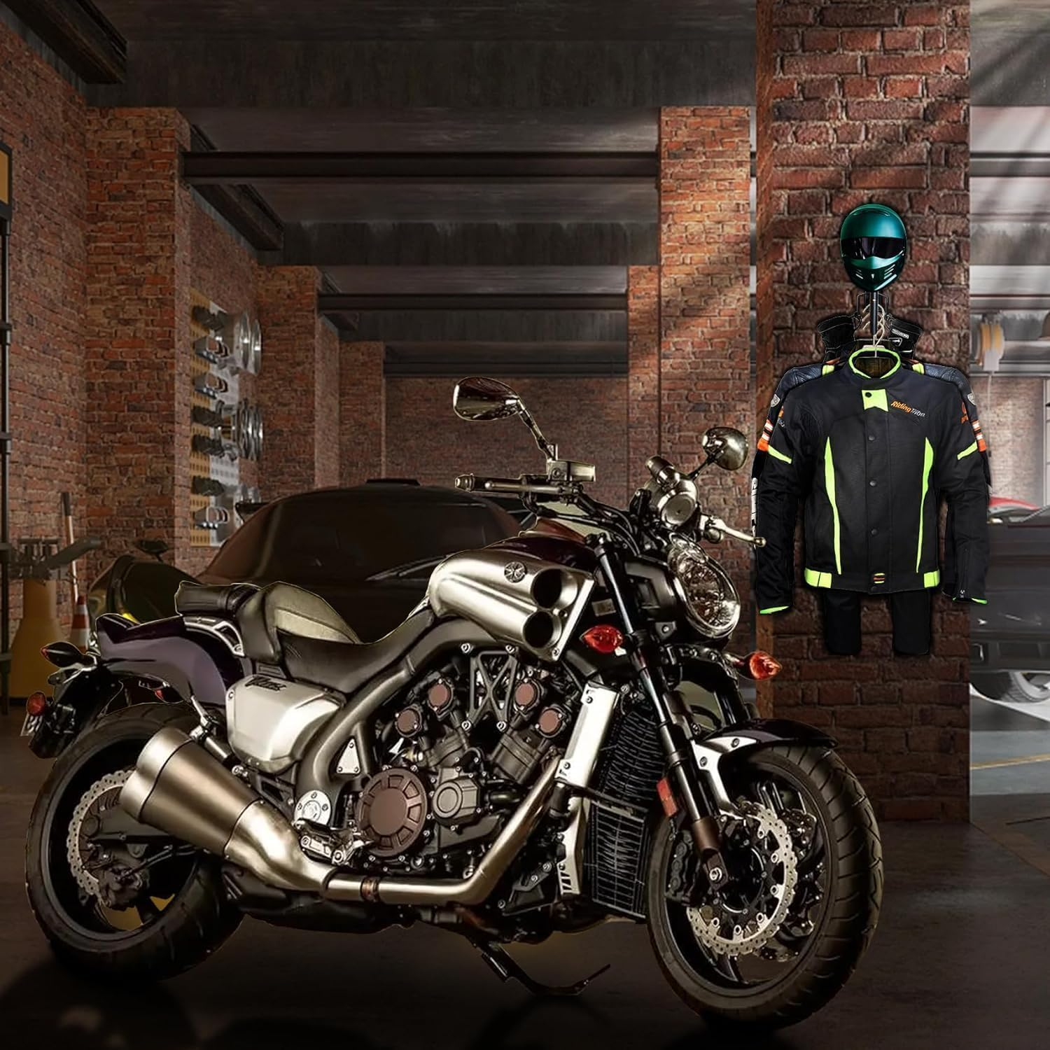 Helmet Holder with Hook, Wall Mount Hanger, Motorcycle Gear Rack, Display Mount for Bike, Hockey, Football Helmets