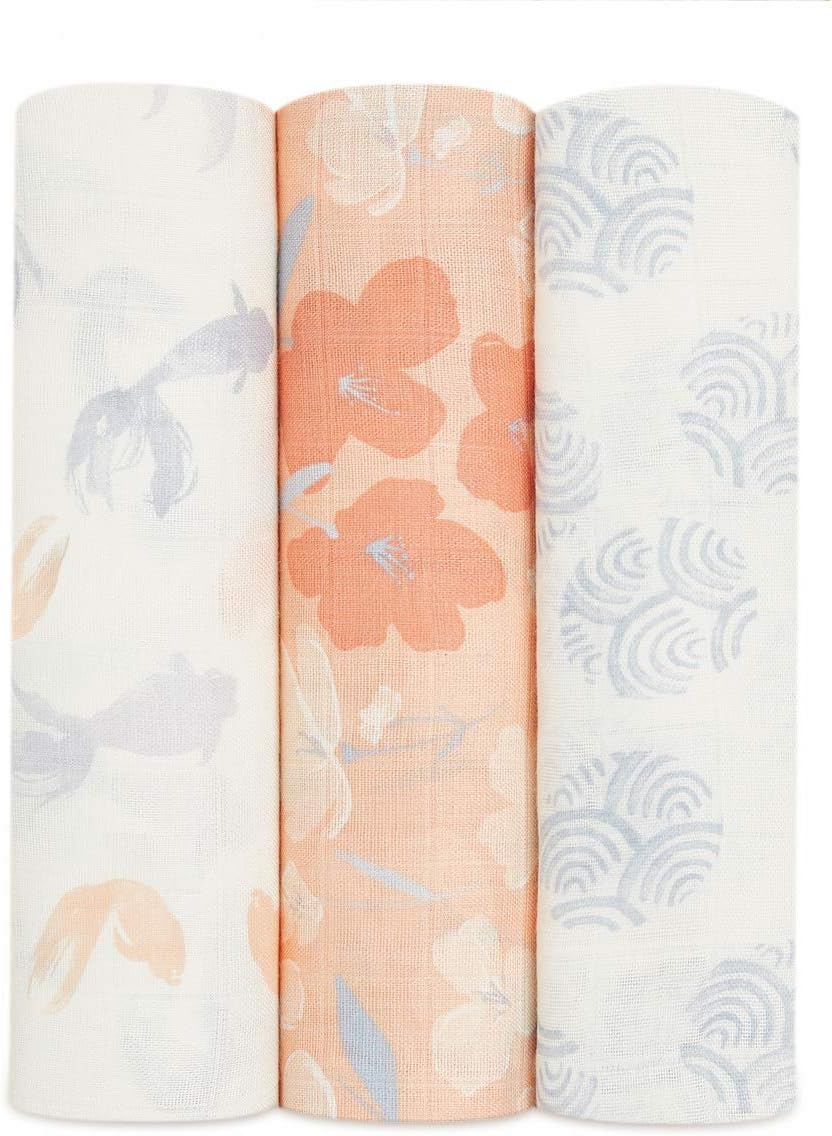 Aden + Anais Koi Pond Boutique Silky Soft Swaddles (Pack of 3) - Country Floral image number 5