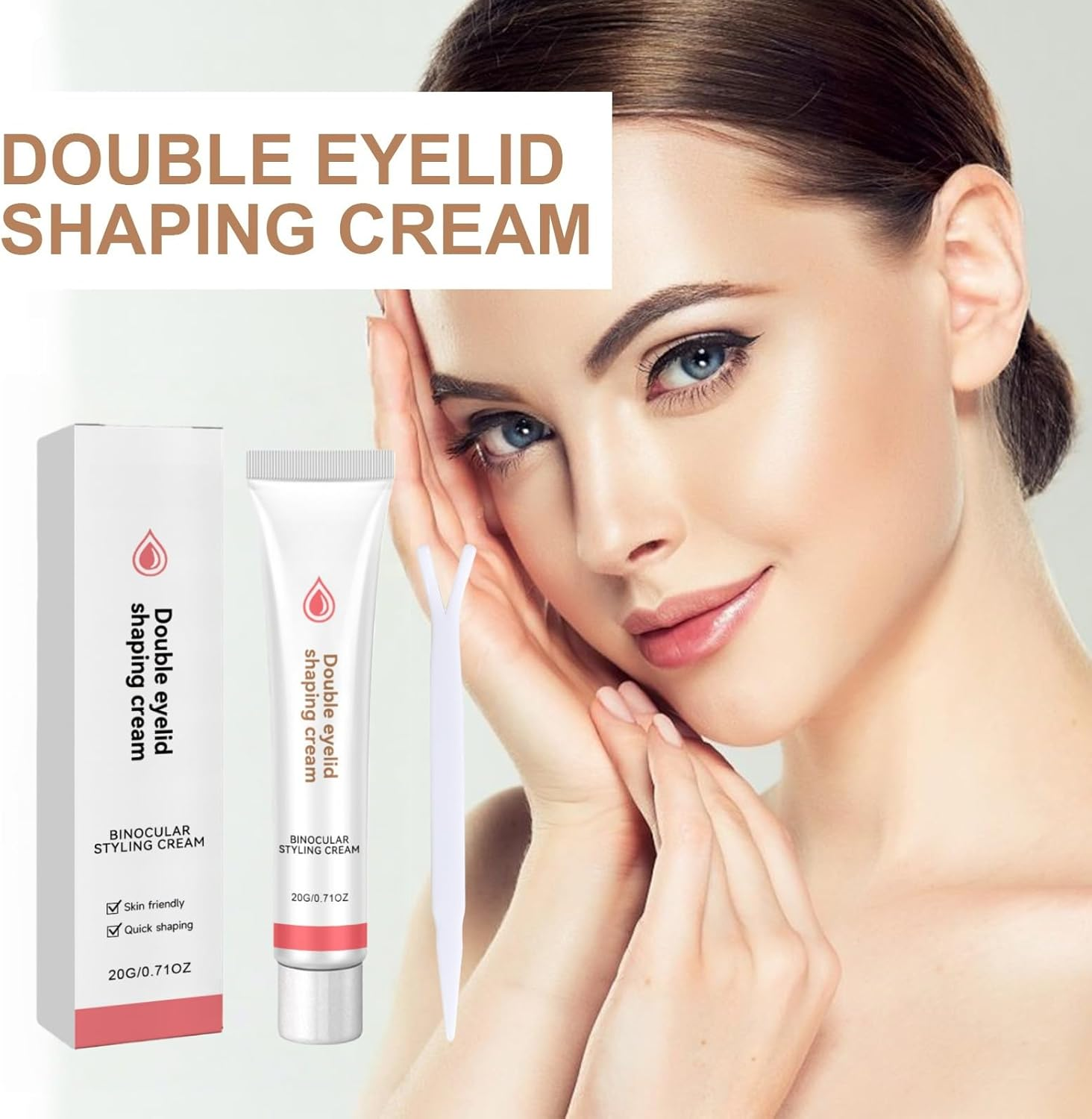 Long Lasting Waterproof Invisible Double-Eyelid Shaping Styling Cream with Y Stick, Upper-Eyelid Firming Cream for Droopy Eyelids/Hooded, Fast-Drying Eyelids Enhancer (2) - 2 image number 4