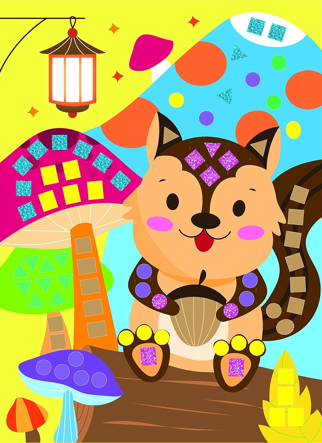 C.S. Kids Magic World Mosaic - Woodland Animals |Crafts Gifts | Educational Glitter Mosaic image number 1