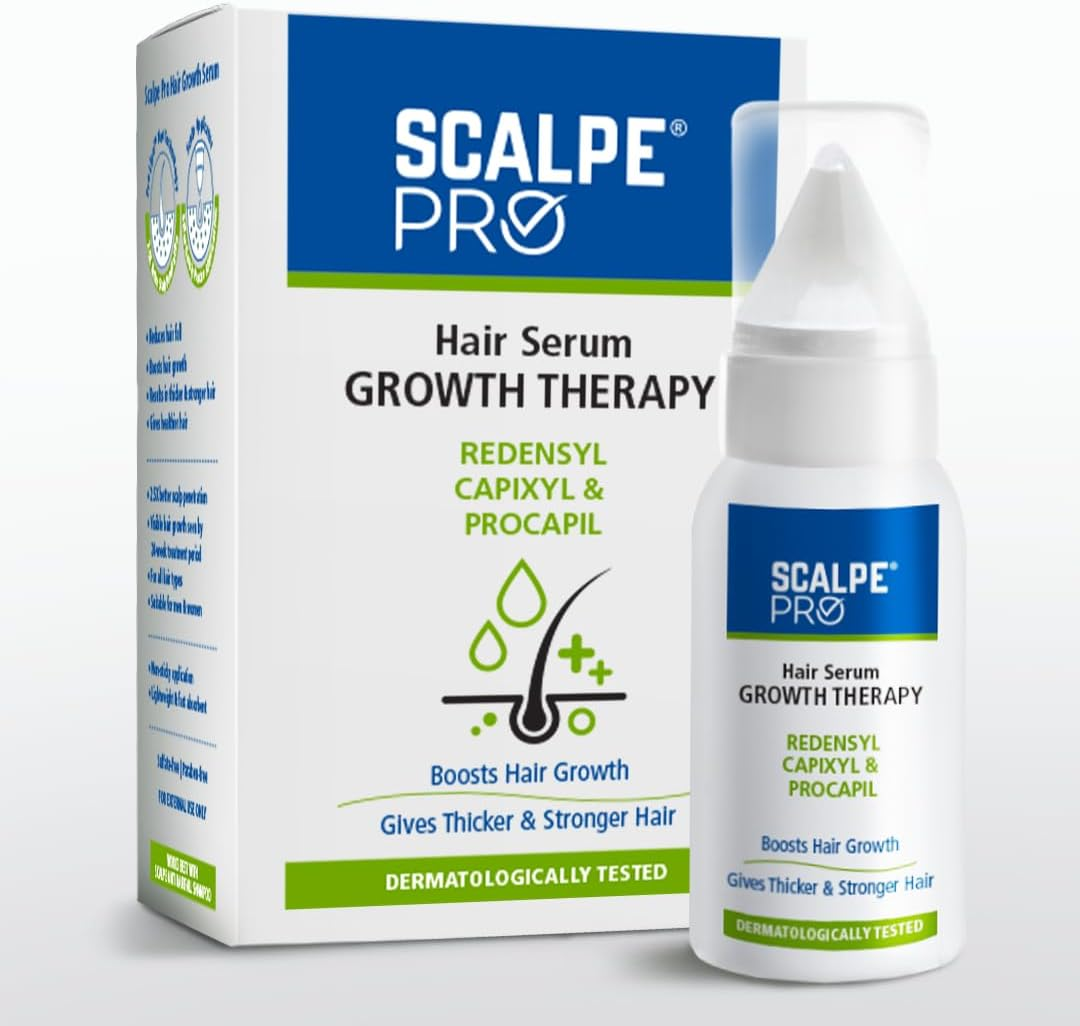 Scalpe Pro Hair Growth Serum with Applicator | 3% Redensyl, 4% Capixyl, 3% Procapil, 3% Anagain | Boosts Hair Growth | Thicker & Stronger Hair | Non-Sticky | Paraben & Sulphate-Free | Unisex | 30 Ml