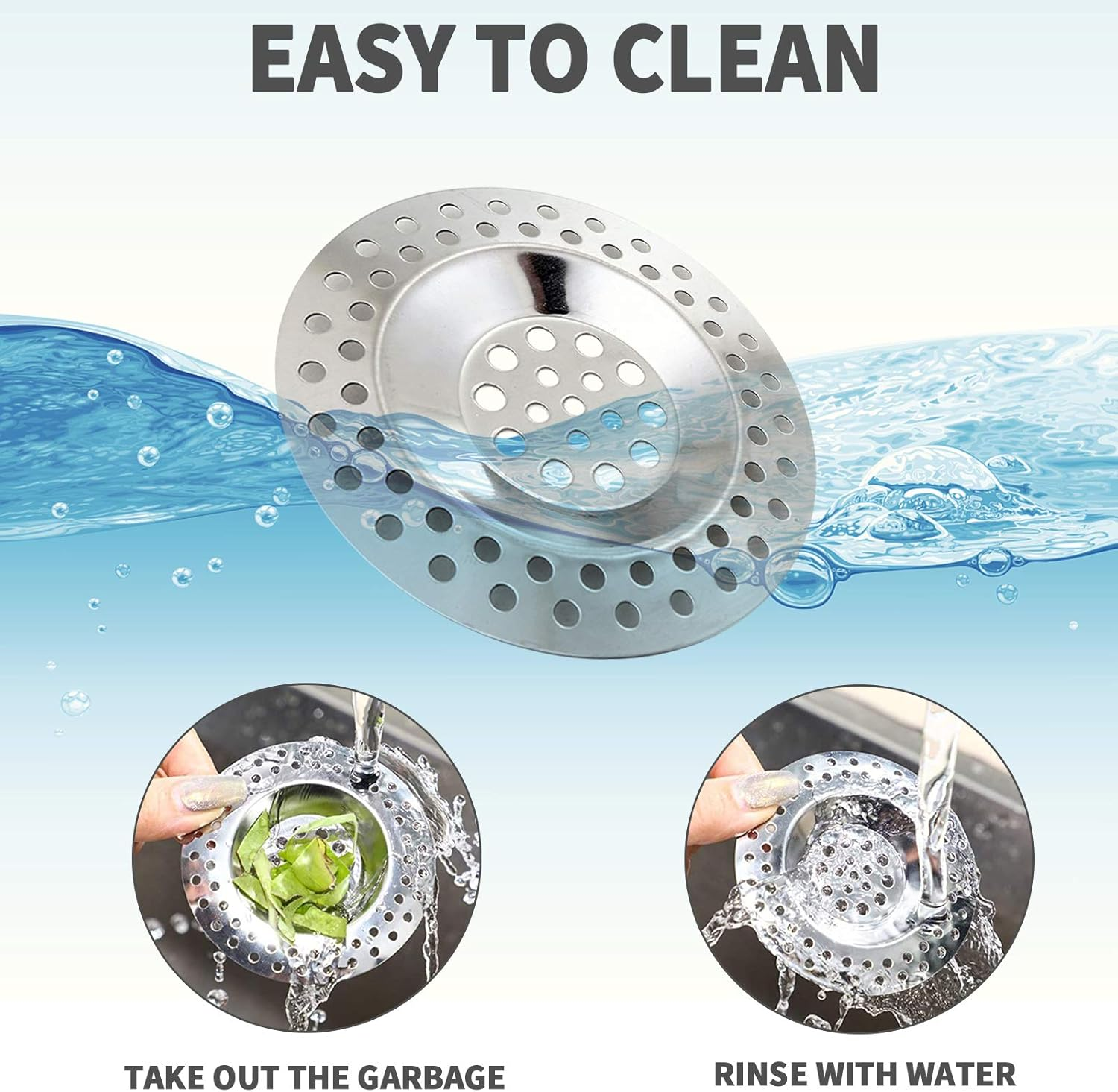 4 PCS Drain Hair Catcher Stainless Steel Kitchen Sink Strainer Plug Shower Bathroom Plug Hole Hair Catcher, Drain Protector Filter, 2 Models (Outer Diameter 77Mm and 73Mm) image number 5