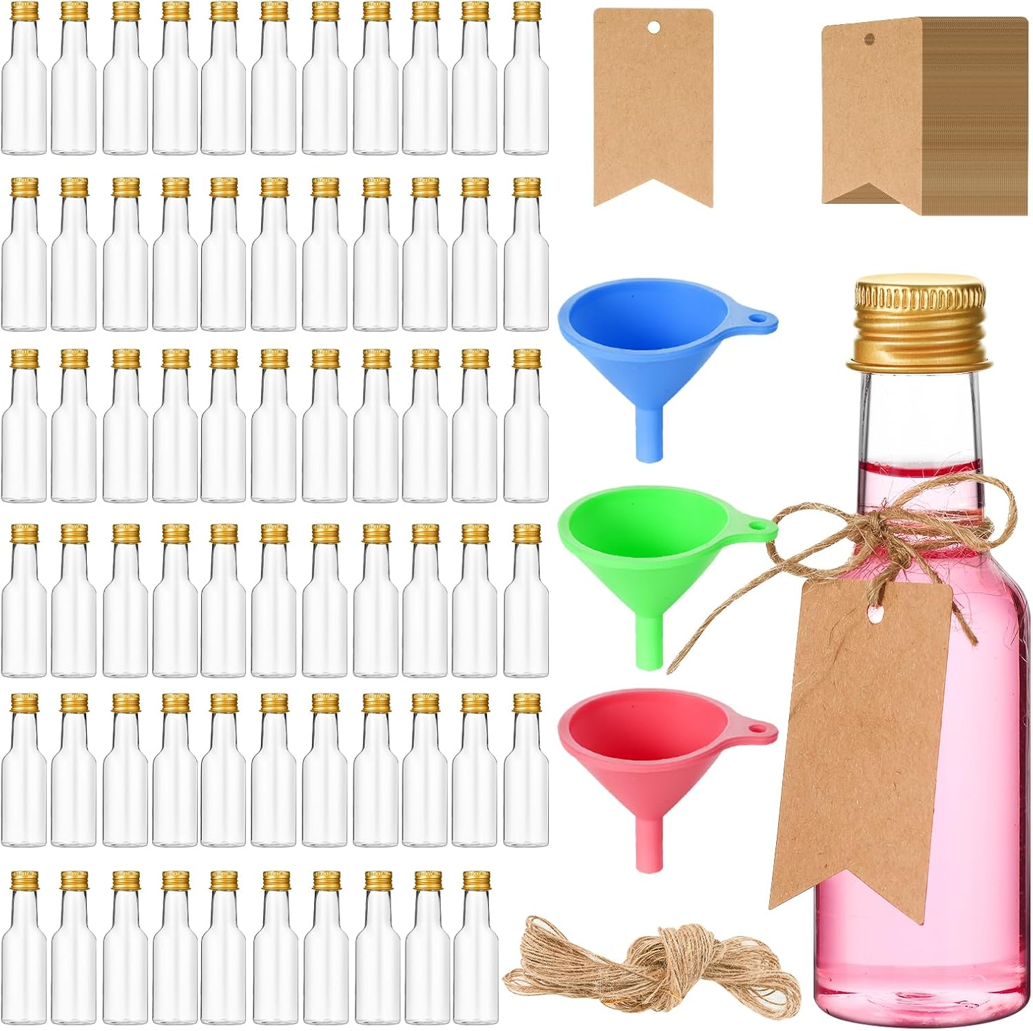 Small Liquor Bottles, Shooter Bottles, 65 Pcs Mini Liquor, 1.7Oz Each for Party Favors and Weddings image number 6