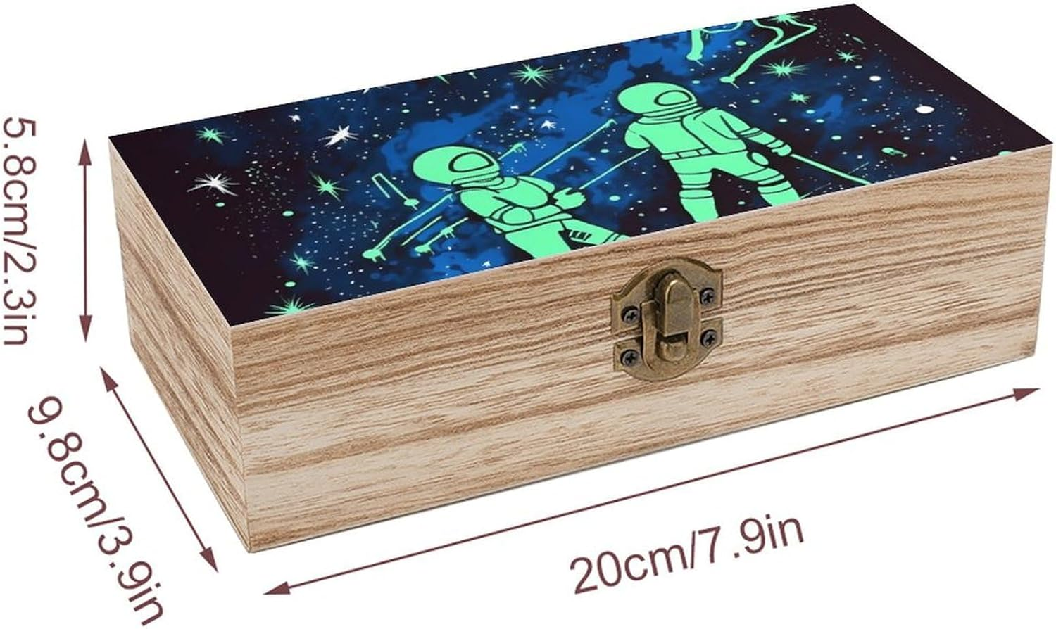 Glow in the Dark Wooden Box Wood Wedding Keepsake Boxes with Lids Small Decorative Boxes Lightweight Wooden Memory Storage Box for Crafts Keepsakes Jewelry Photo Letter Storage image number 5