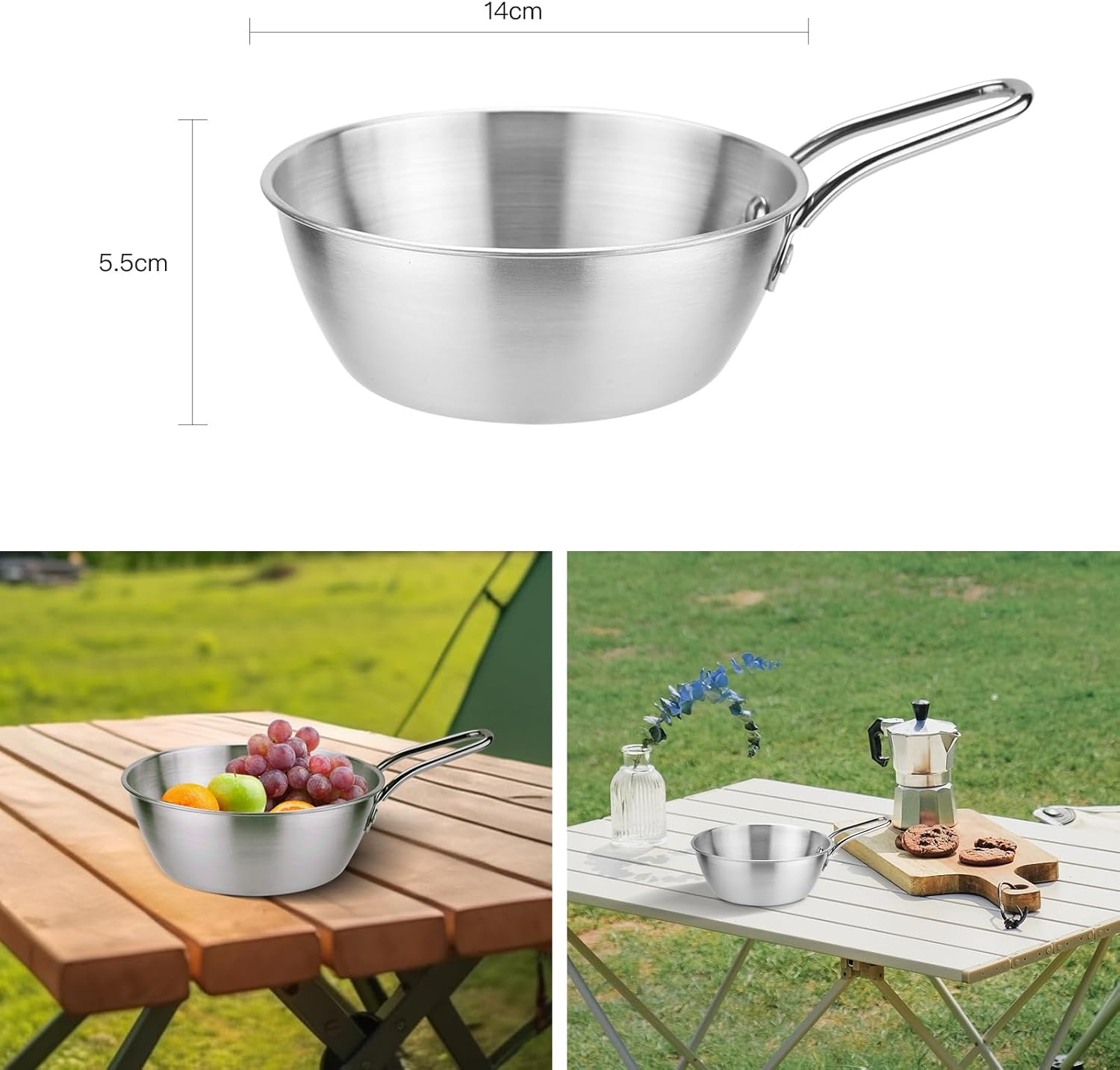 Camping Cutlery Set, ISFORU Stainless Steel Tableware Measuring Case Including Plate, Cup, Bowl, Cutlery with Mesh Bag, Tableware Utensil Set for Outdoor Camping, Hiking and Picnic image number 6