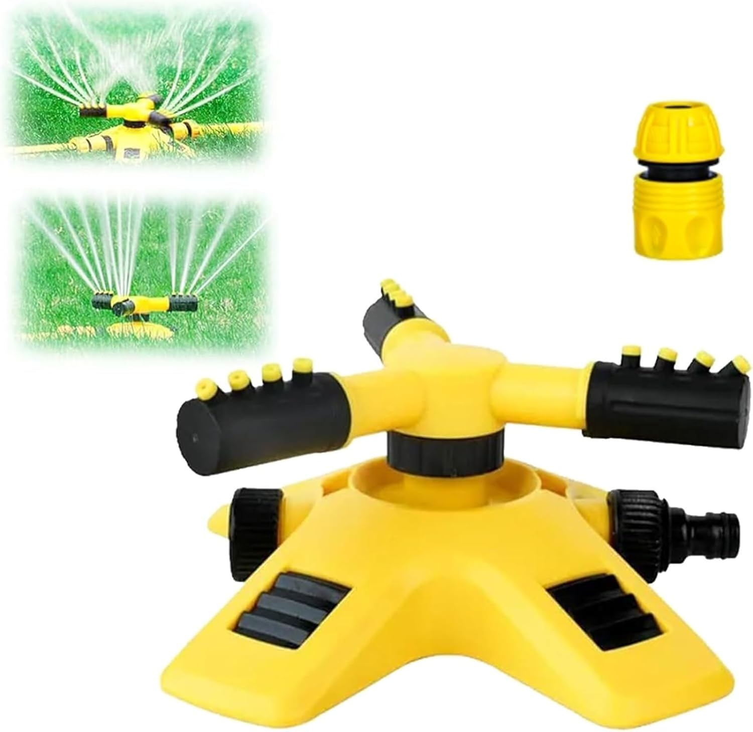 360&deg; Rotating Garden Sprinkler with Weighted Tripod Base, Automatic Lawn Sprinkler for Large Area Yard & Patio Irrigation | Heavy Duty, Adjustable Spray Angle for Even Coverage (1PC) image number 3