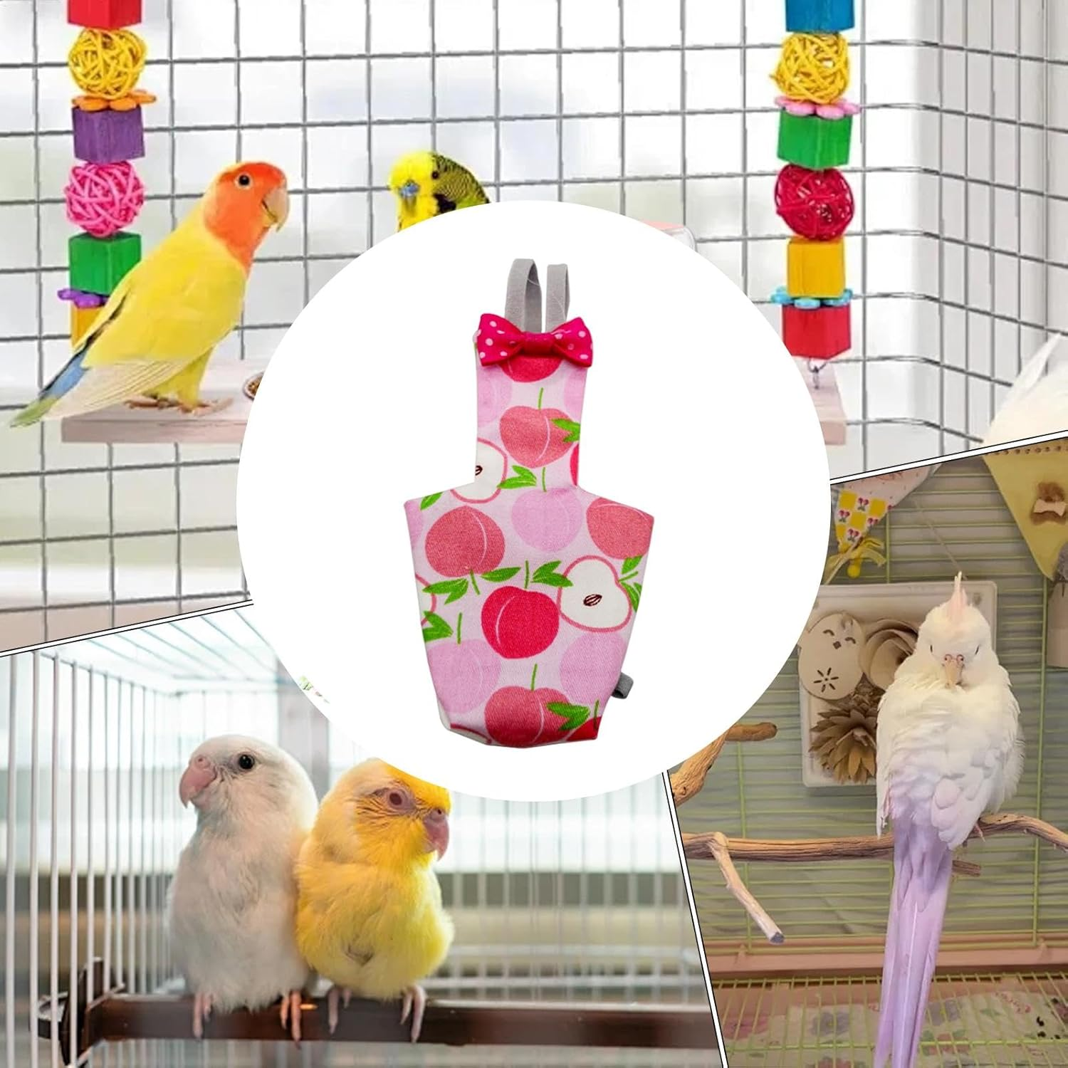 Reusable Nappy, Bird Nappies for Cockatiels - Adjustable Soft Bird Nappy, Reusable Pigeon Trousers, Lightweight Urine Suit for Cockatoos, Conure, Meuse, African Brewing Plaster image number 5