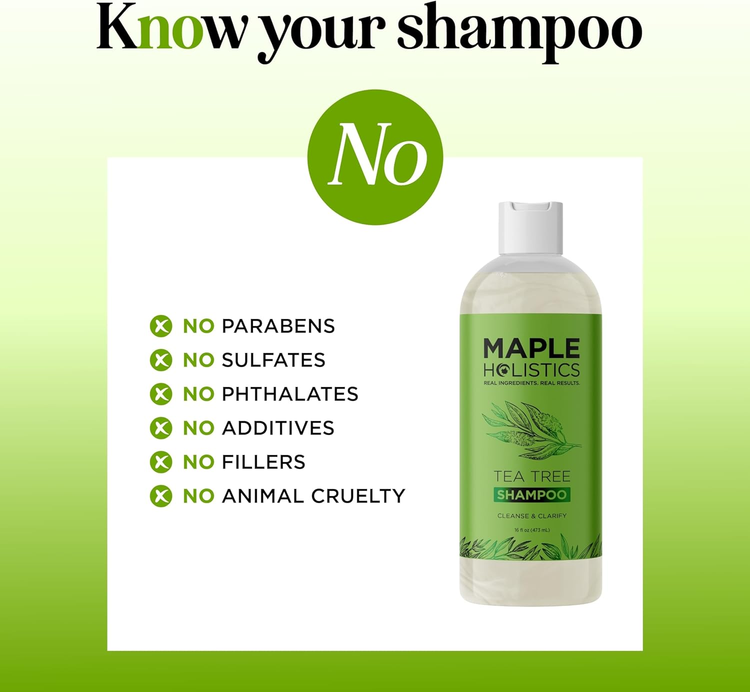 Maple Holistics Tea Tree Oil Shampoo - Natural Anti-Dandruff & Anti-Fungal Shampoo for Dry, Itchy & Flaky Scalp - Prevents Head Lice & Thinning Hair (16 Fl Oz) image number 5