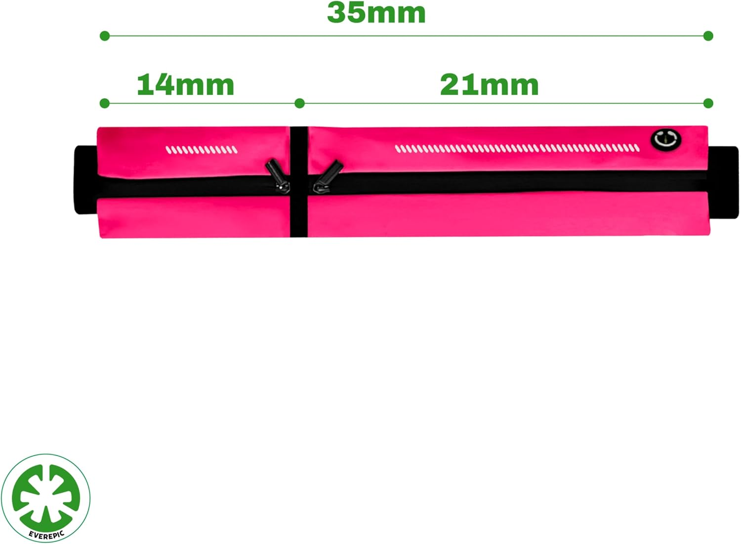 EVEREPIC Waterproof Running Bumbag with Zippers&Stretch Waistband-360&deg; Reflective Strips Unisex Sport Belt Bag for Jogging, Gym-Secure Phone Holder Running Accessories (Men/Women) (Rose Red) image number 4