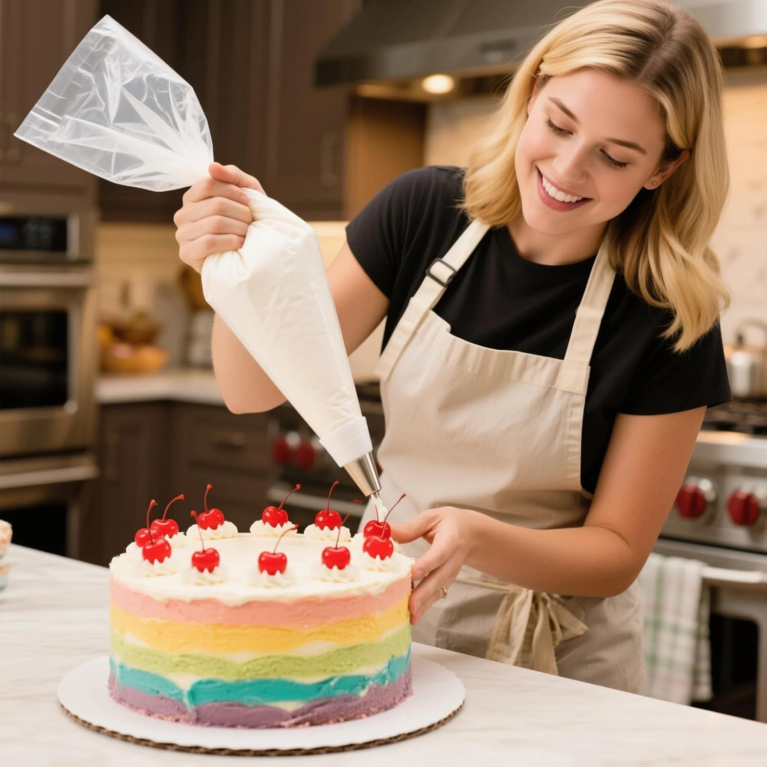 Extra Large Piping Bags 26 Inch, HOMIOVE 50 Pack Long Big Disposable Pastry Bags, Plastic Thick Anti-Burst Tipless Cake Decorating Bags for Decorating Cupcakes Cakes, XXL image number 4