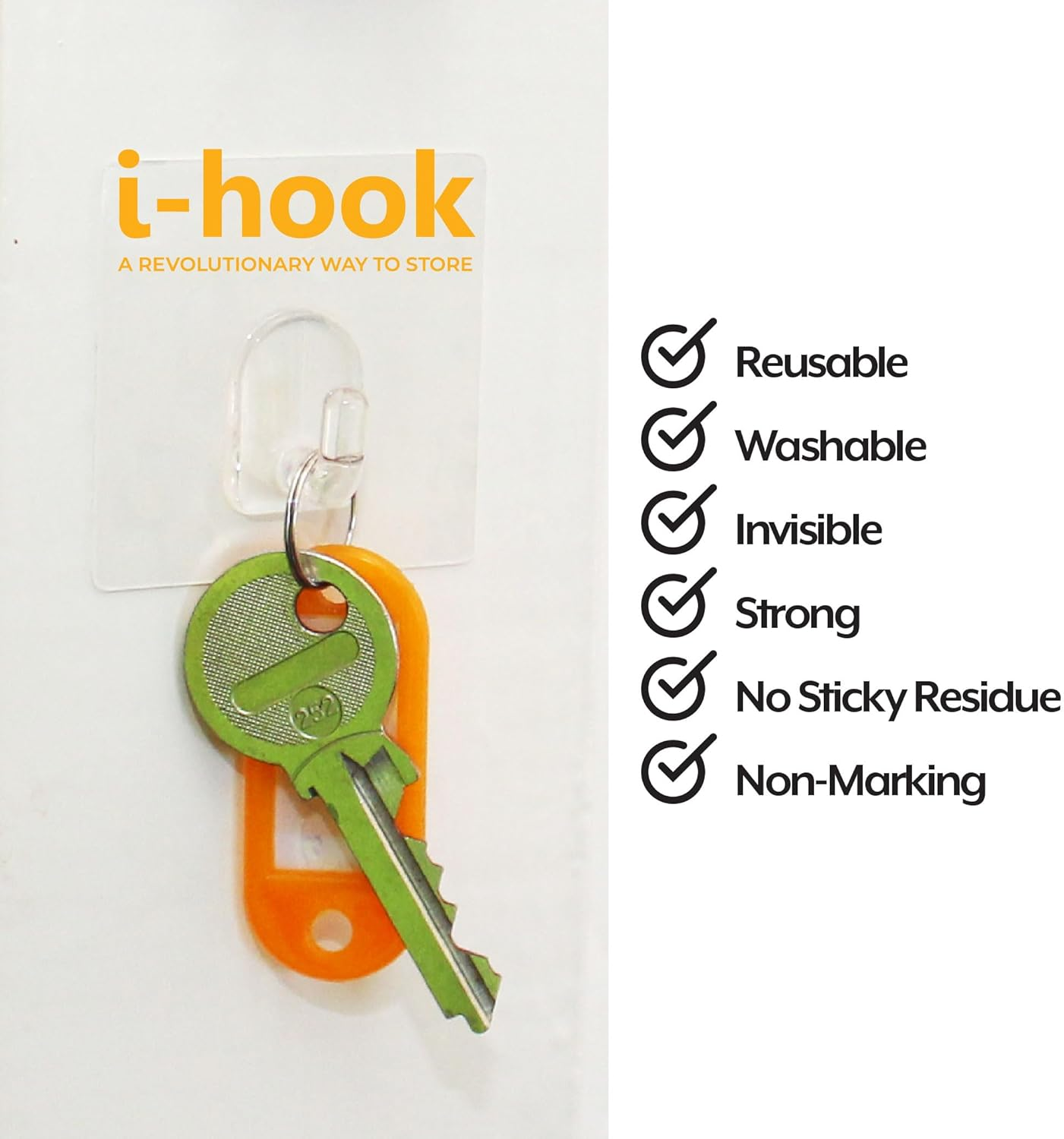 I-Hook Mini (4 Pack) &ndash; Nano Suction Technology, Reusable & Relocatable, Holds up to 2Kg, Heat & Water Resistant, Easy Installation, Ideal for Keys, Kitchen Utensils, and Small Items &ndash; 4.7 X 4.7 Cm image number 5