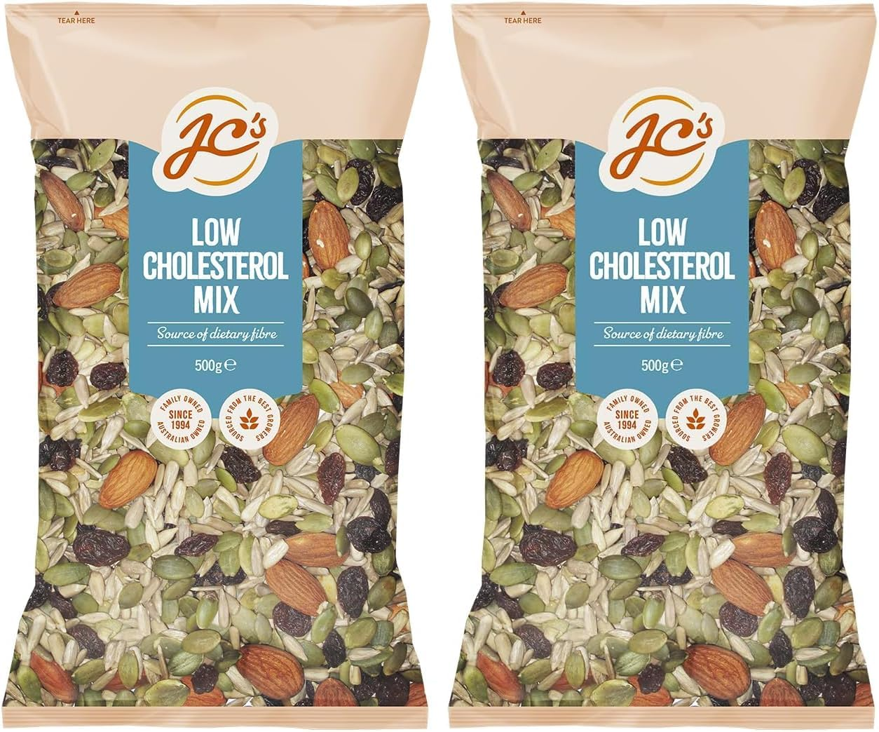 J.C.'S Quality Foods Low Cholesterol Mix, 500G (Sunflower Kernels, Sultanas, Pepitas, Almonds Mix) image number 1