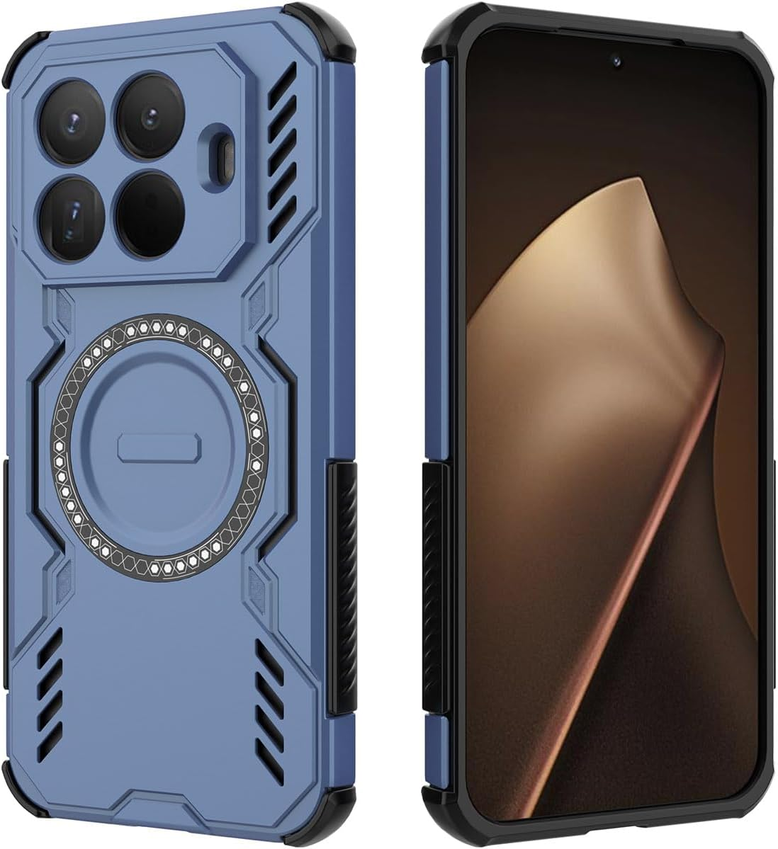 YUECXIN Magnetic Case for Xiaomi 15T Pro, Compatible with Magsafe, Military Grade Shockproof Protective Case, Hard PC and Flexible TPU Bumper Mobile Phone Case, Black