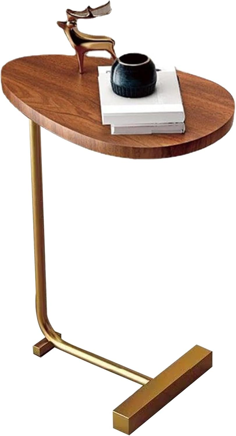 Couch Side Tables That Slide Under, C Shaped Side Table Snack Side Tables C Shaped End Table for Couch Wood Grain Small Bedside Tables for Sofa, Hotel, Living Room, Bedroom (Flat image number 1