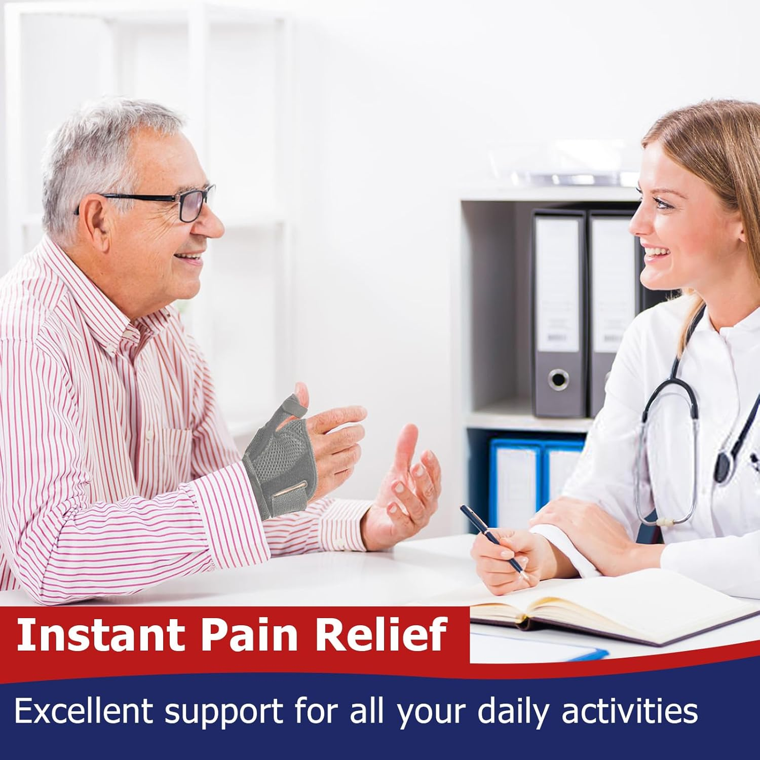 Thumb Brace, Adjustable Right and Left Thumb Wrist Stabilization Support，Thumb Spica Support Strap for Arthritis, Tendonitis & De Quervain- Universal Size (Gray) image number 2