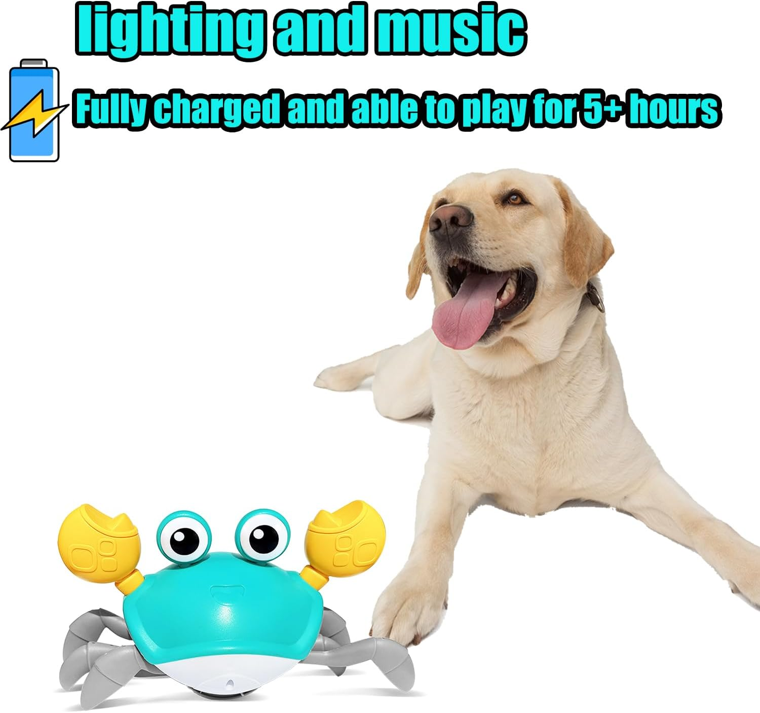 HONGID Crawling Crab Dog Toys,Escaping Dog Cat Toy with Obstacle Sensor,Interactive Dog Toys Music Sounds & Lights for Dogs Cats Pets,Christmas Toys Puppy/Small/Medium Dogs, Green, Large Dog Toys