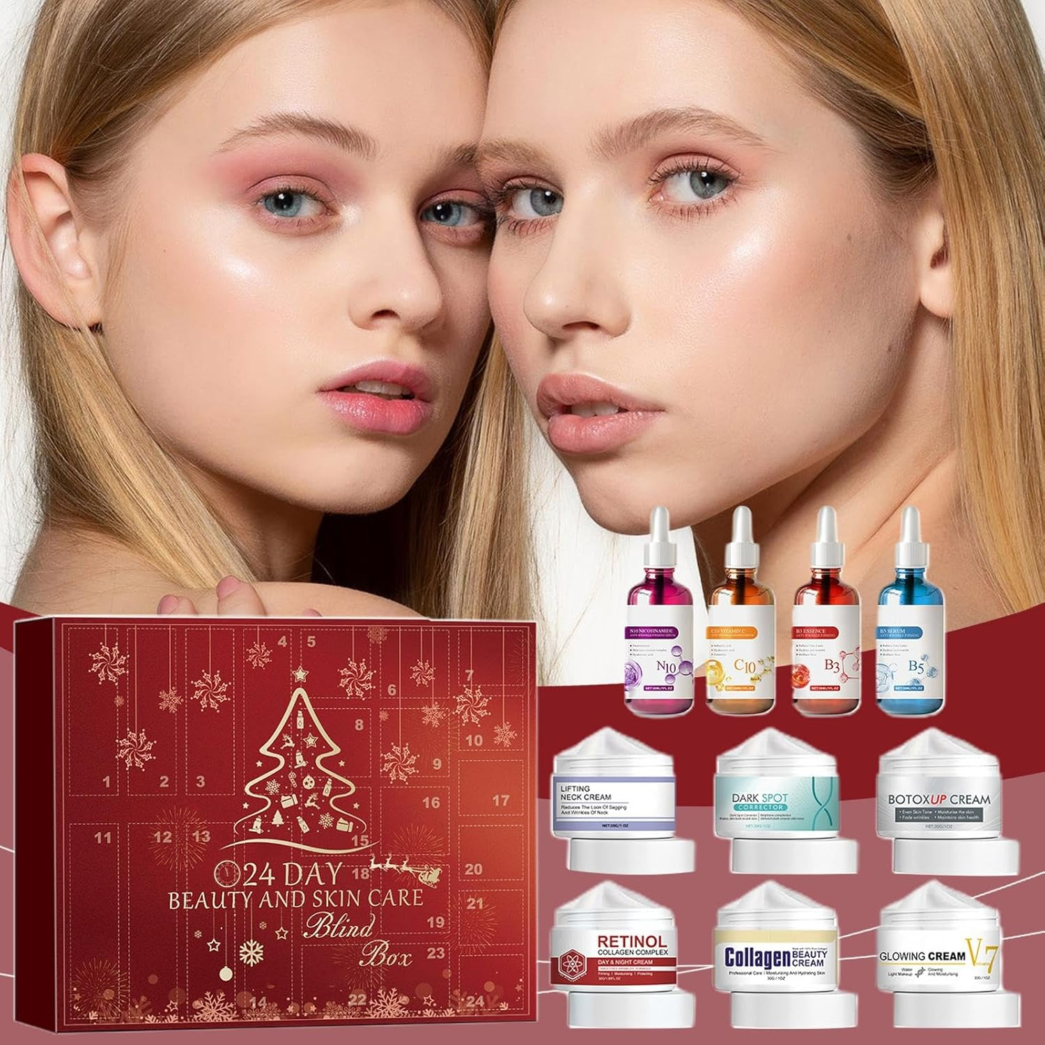 Christmas Beauty Advent Calendar | Skincare Advent Calendar | Makeup Advent Calendar 2024 | Christmas Surprise Countdown Calendar Beauty Box | Christmas Surprise Beauty Advent Calendar Makeup Kit image number 1