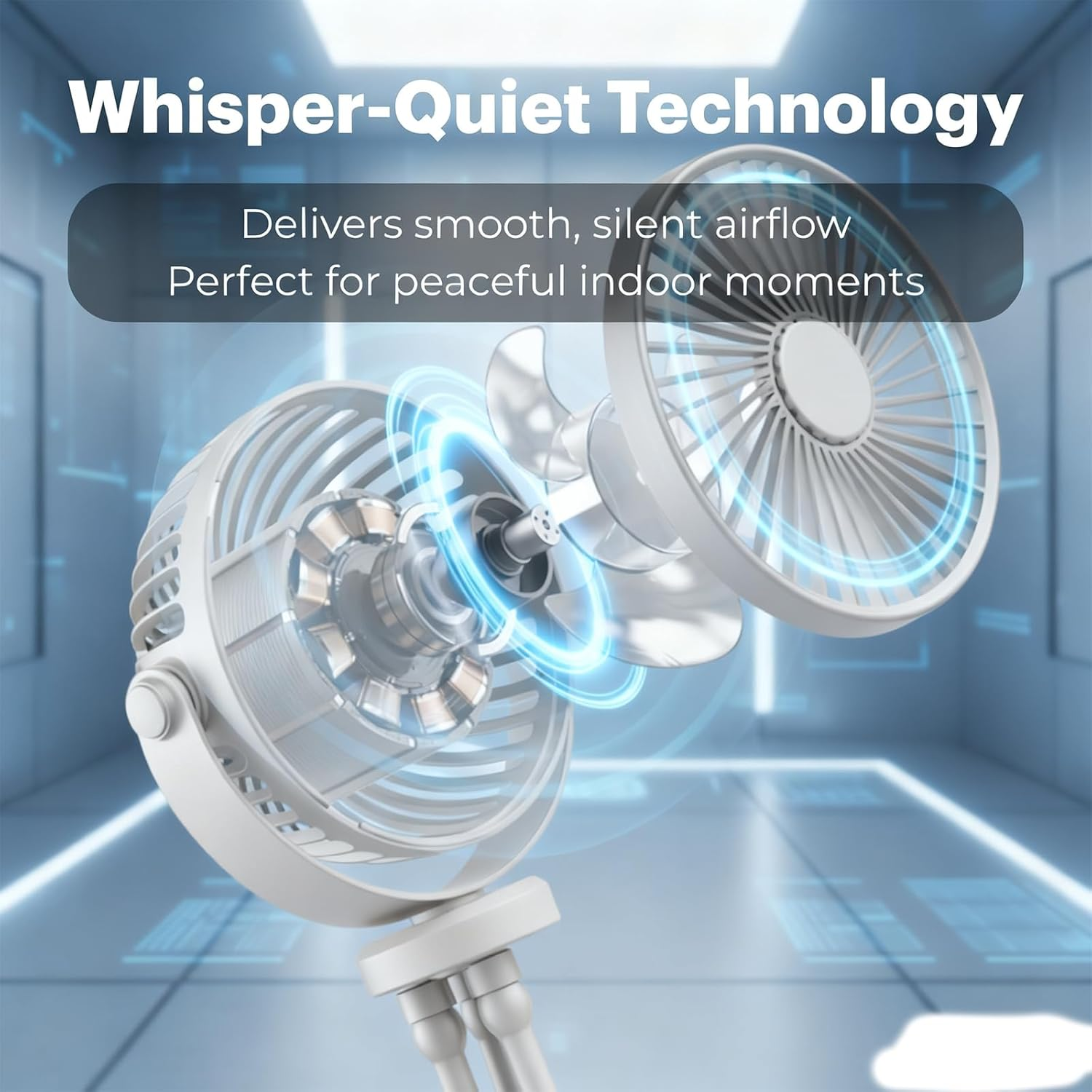 Portable Stroller Fan &ndash; 5000Mah USB-C Rechargeable, 15H Long Battery, Quiet&Baby-Safe Flexible Tripod, 360&deg; Adjustable Cooling for Pram, Nursery, Car Seat & Outdoor Travel (Cool Grey) image number 1