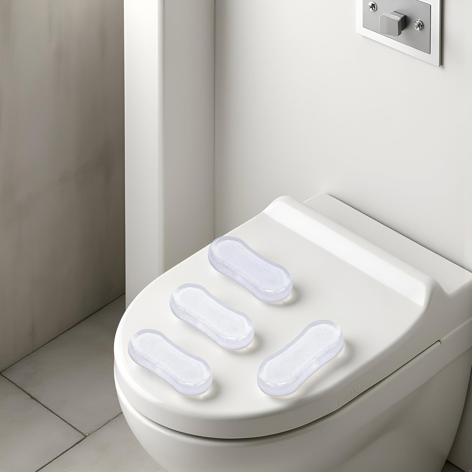 4 Pcs Transparent Toilet Seat Bumper Set, Silicone Strong Adhesive Toilet Seats Lid Bumpers, Toilet Seat Buffers Toilet Lid Rubber Pads For, Home, Hotel and Hospital Toilets, Adhesive Lid Buffers image number 3