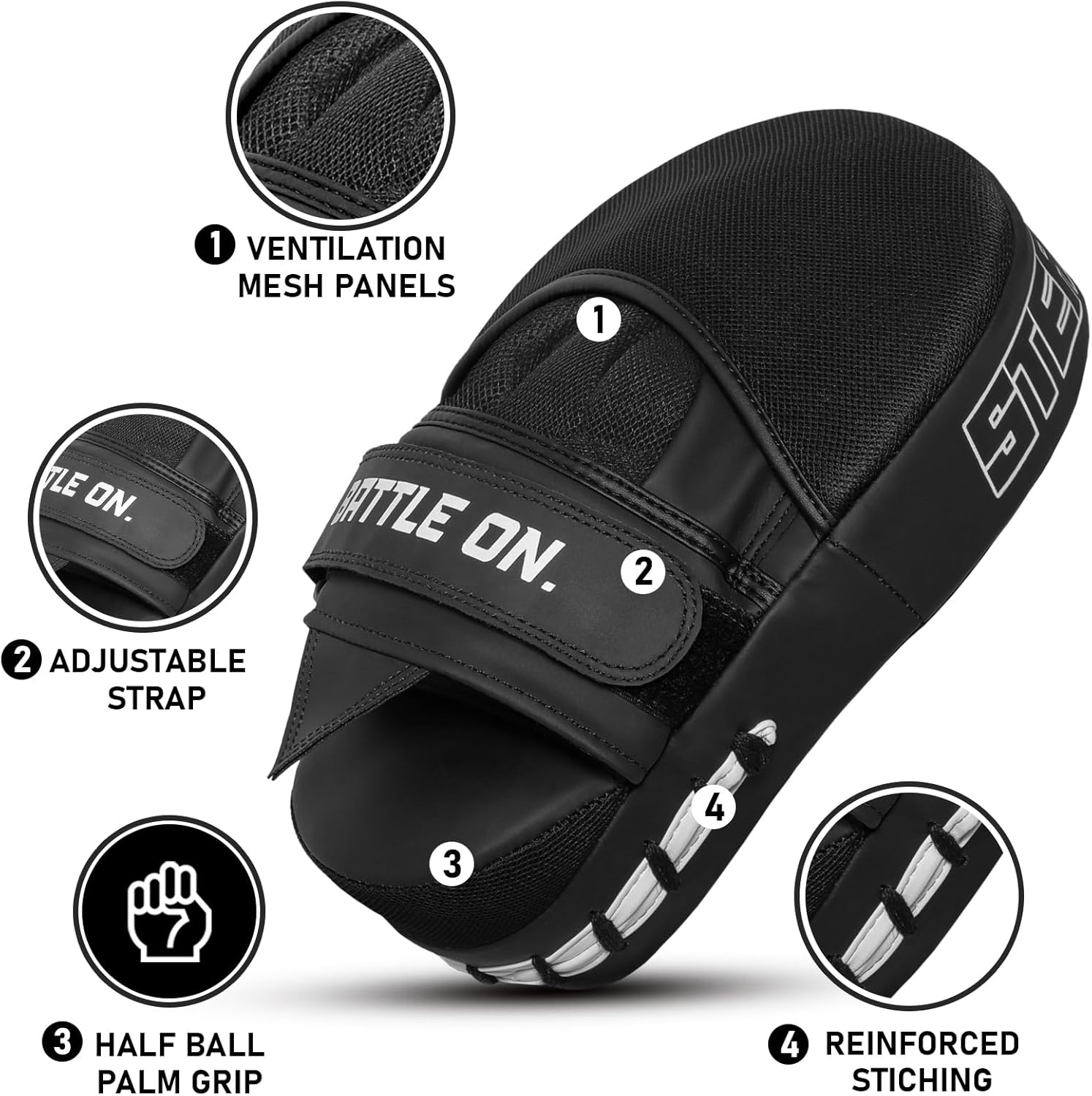 Stealth Sports Boxing Pads &ndash; Durable Curved Punching Pads &ndash; Ventilated Focus Mitts - Focus Pads for MMA Kickboxing Muay Thai Karate Sparring Martial Arts Hook and Jab Pads