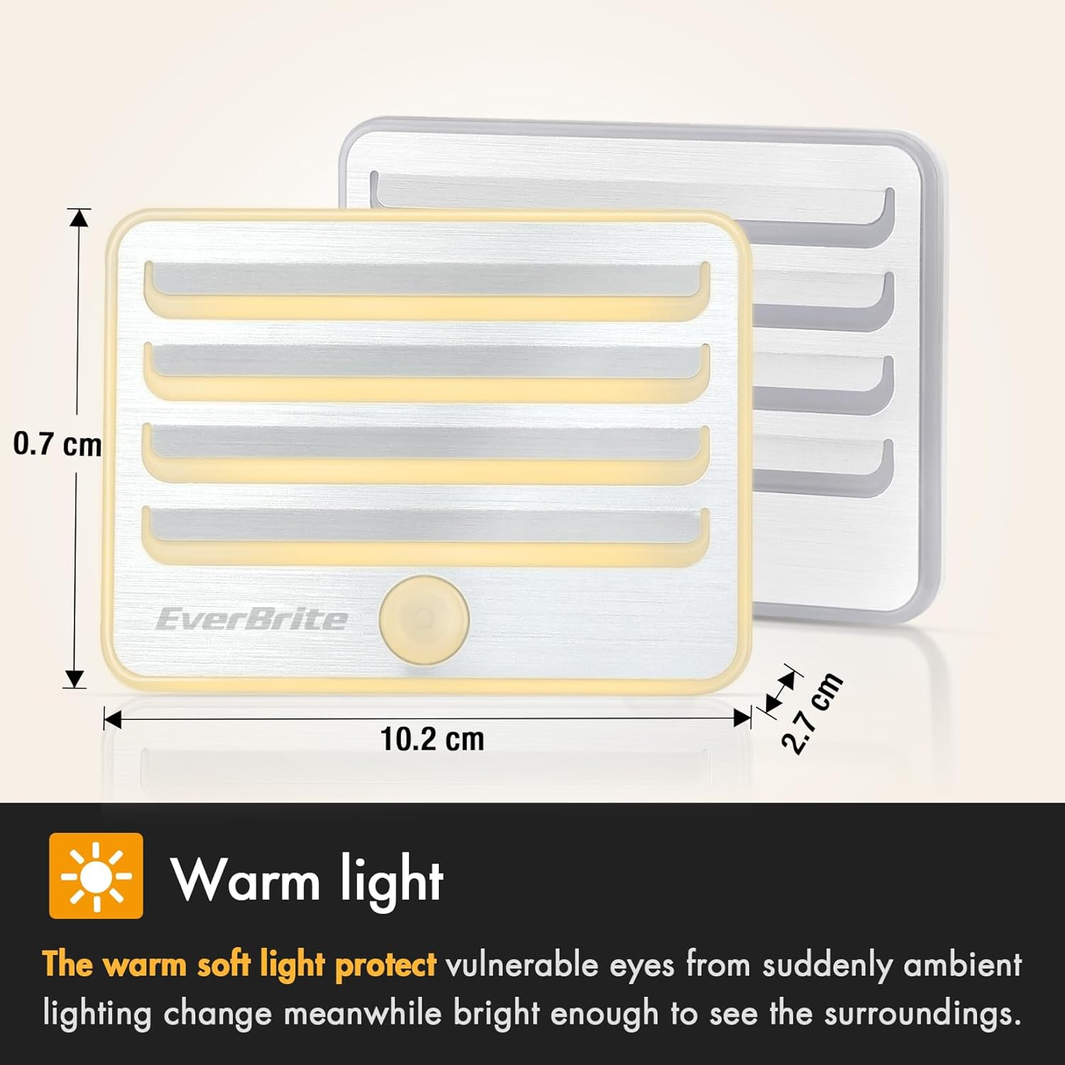 Everbrite Motion Sensor Night Lights, LED Soft Warm Light, Battery Powered Auto Night Lights, Stick-On Night Light for Bedroom, Bathroom, Stair, Closet, 9 AA Batteries Included(3 Pack) image number 2