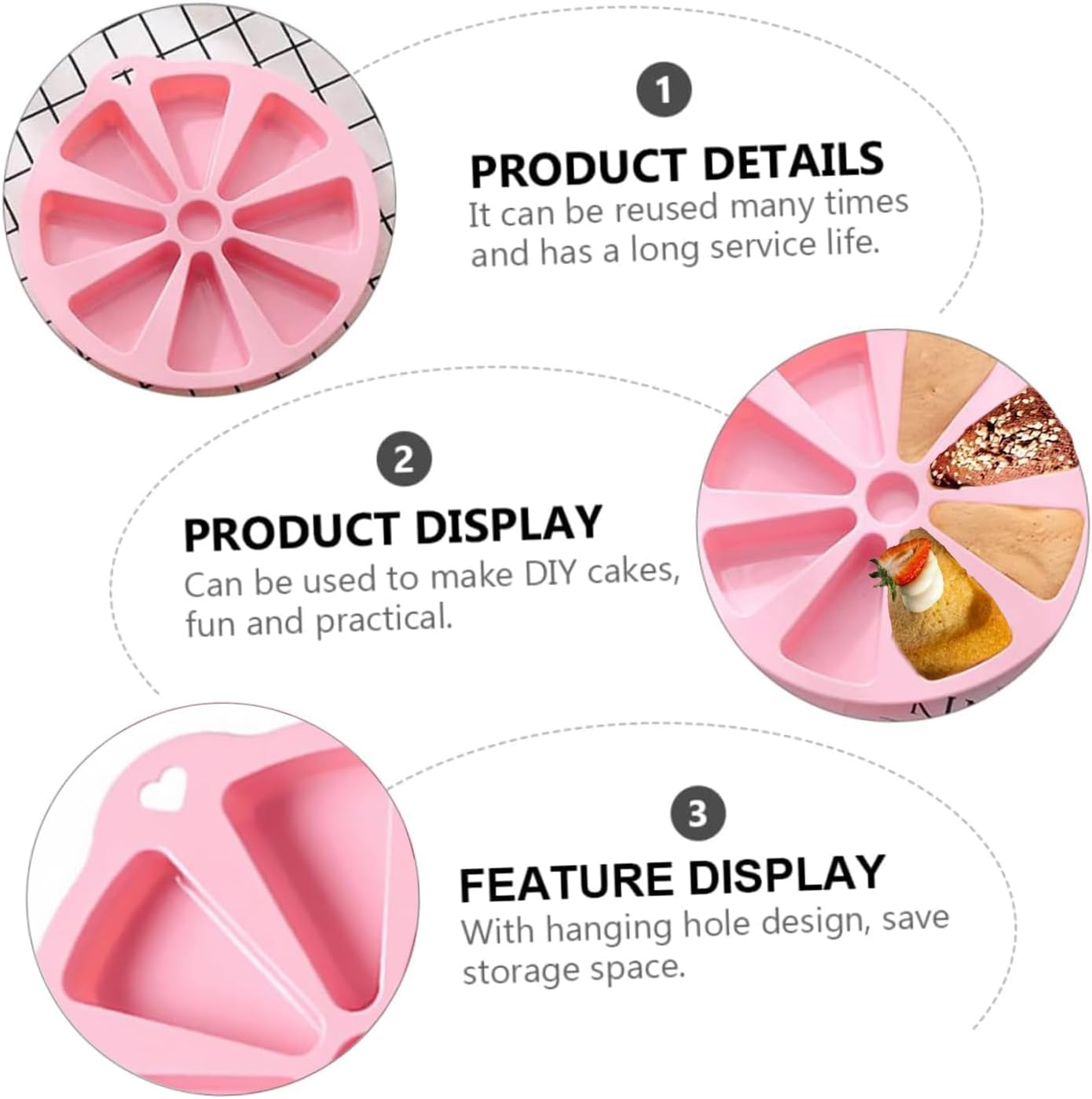 Lyfengdeam Bakeware Molds Cake Pan Silicone Cake Mold Pudding Triangle Cakes Mould Muffin Baking Tools Fondant Cake Molds 8 Silicone Baking Mold Non-Stick Bakeware Pan Baking Gadget image number 1