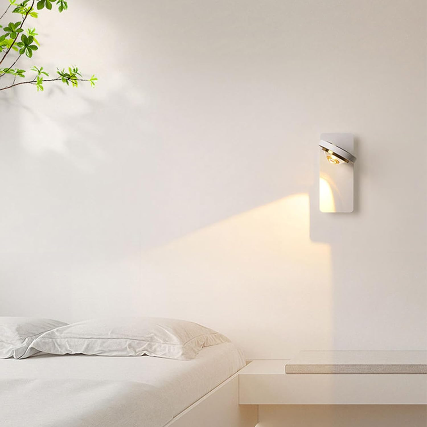 LED Indoor Wall Lighting 330&deg; Rotatable Adjustable Angle Modern Metal Wall Lamps Aluminum Acrylic Reading Wall Sconces for Living Room Bedroom Bedside Office Hotel (Rectangular White,White Light) XXZ image number 2