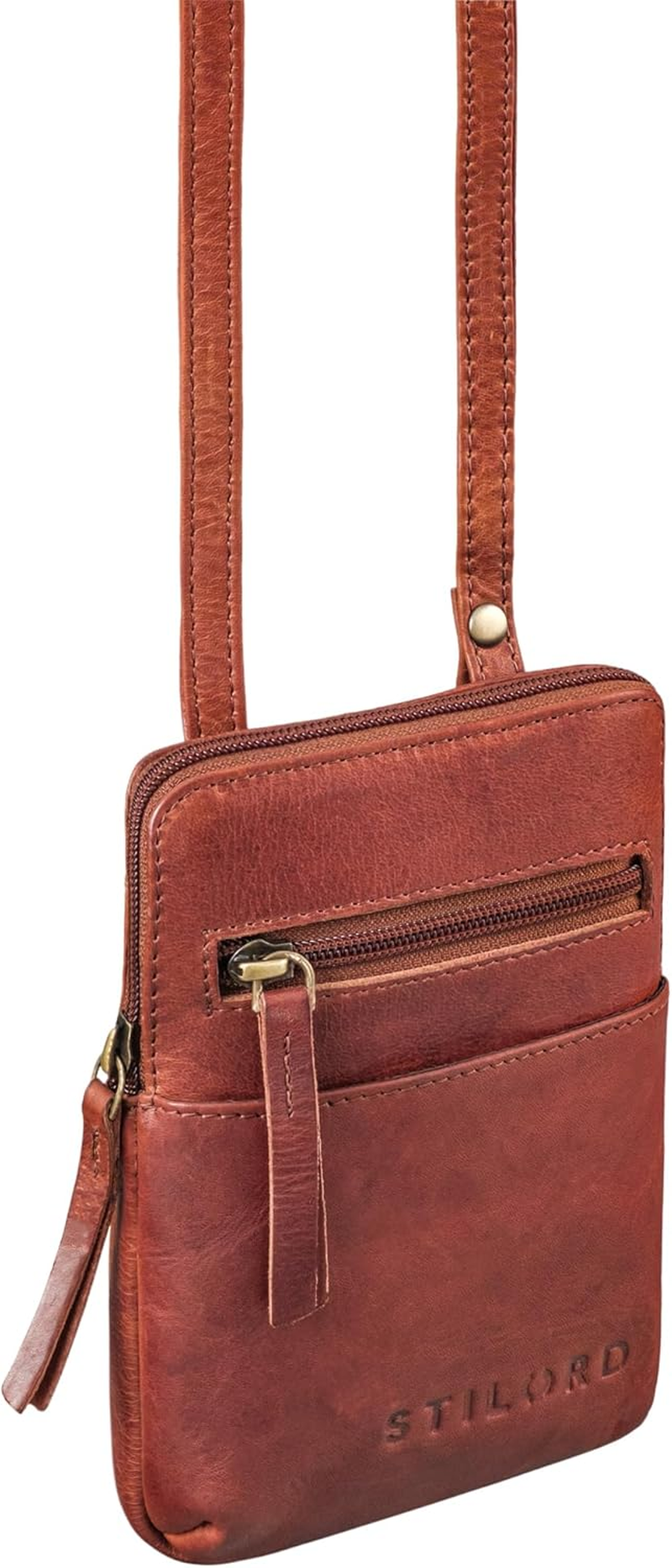 STILORD 'Indie' Neck Pouch for Men and Women, Small, Vintage Festival Bag, Genuine Leather Chest Pocket, Small Mobile Phone Case Made of Real Leather image number 6