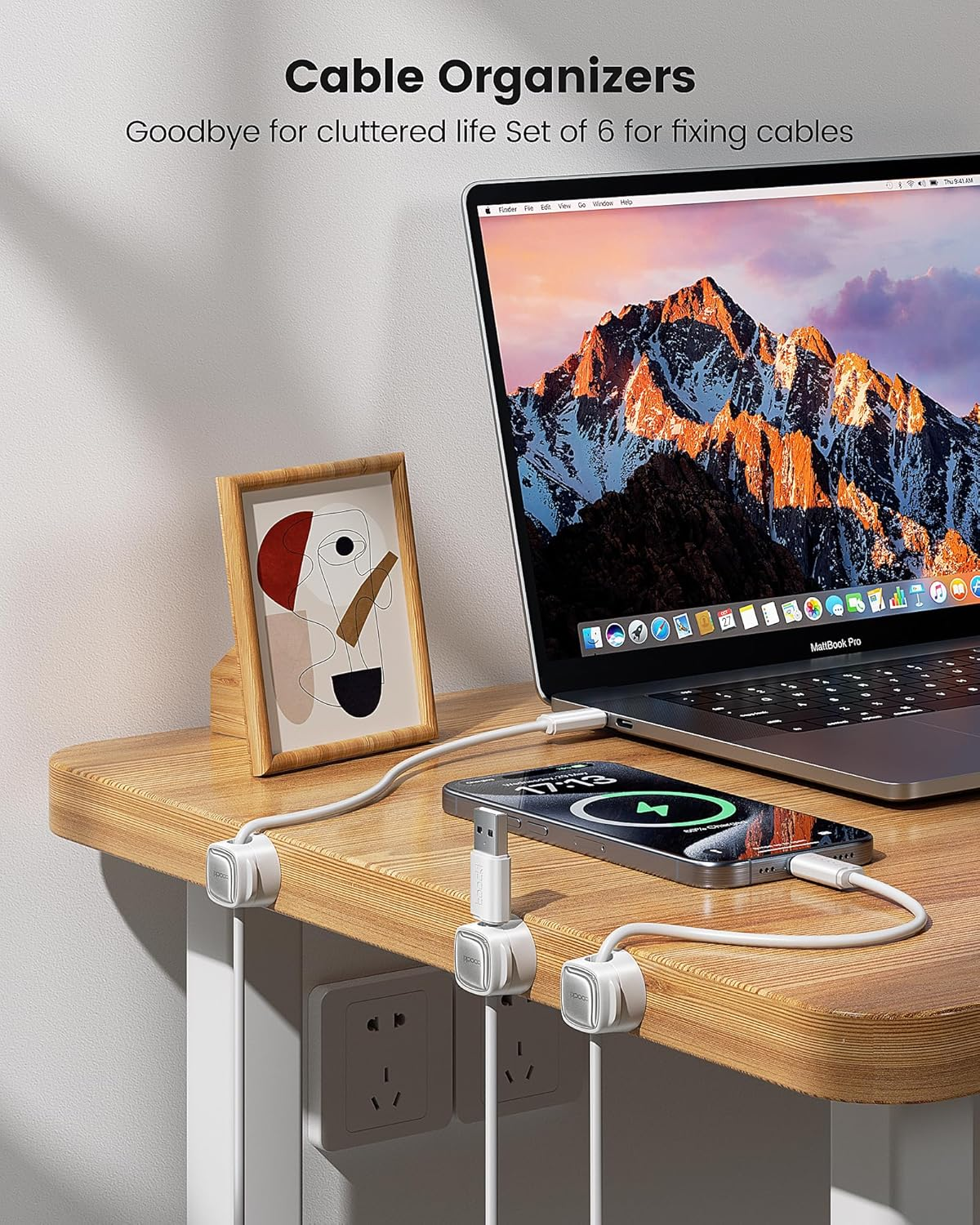 Toocki 6 Pack Magnetic Cable Organiser, Adjustable Secure Cable Management, Wire Keeper for Phone USB Charger Cables, Ideal for Home, Office, Car, Desk,Nightstand Spaces image number 6