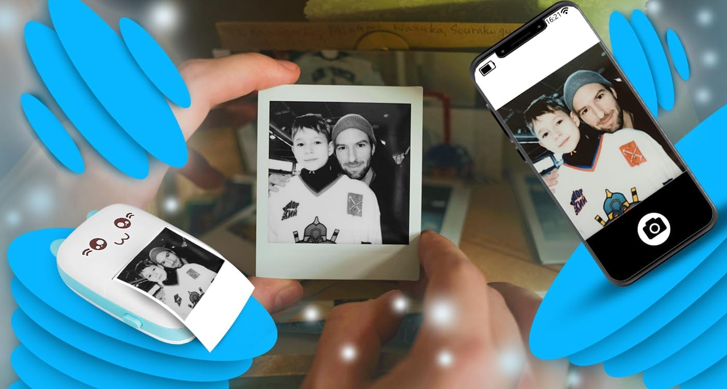 Retoo Mini Printer with 11 Rolls Printer Paper, Mobile Photo Printer, Portable Mini Photo Printer, Wireless Photo Printer, Thermal Printer, Smartphone Bluetooth Printer for List Journal image number 4