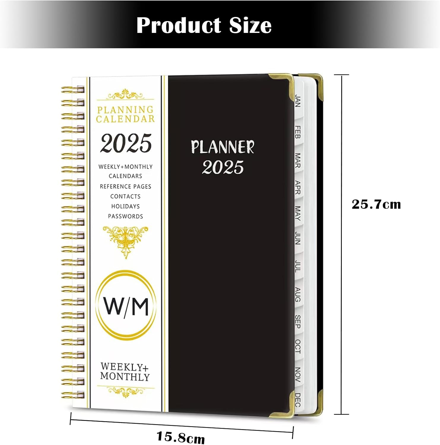 Lejapwat 2025 Planner with Monthly Tabs, Weekly and Monthly Diary Notebook, A5 Hardcover Planner with Inner Pocket from January 2025-December 2025 (Black) - Purple image number 6