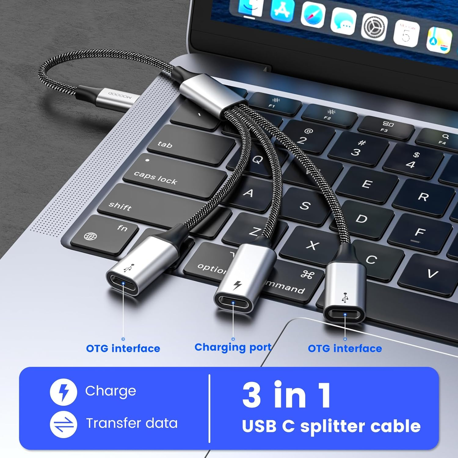 MOGOOD USB C Splitter, USB C to USB C Female Adapter, 3-In-1 Type C Data Transfer and 60W Fast Charging, USB C Male to 3 USB C Female Cord Converter for Iphone 15 Series Mac,Xbox One Series,Ps5,Laptop image number 5