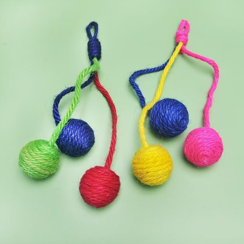 Hanging Interactive Cat Toy Sisal Rope Ball, Eco Friendly Self Play Bite and Wear Resistant Pets Interactive Toy Cat Rope Ball for Indoors Cats for Hanging Cat Scratching Tree （3 Pcs/1512 image number 1