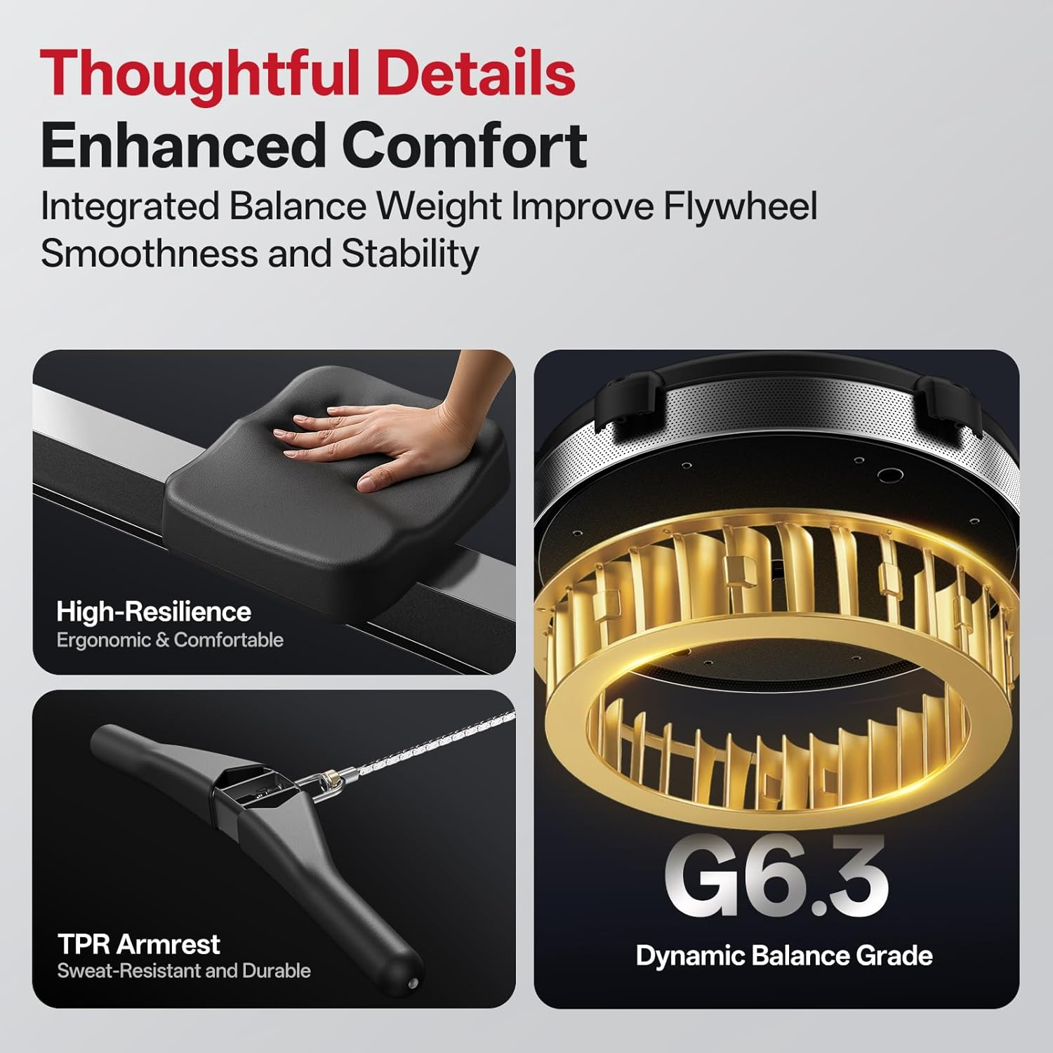 PASYOU Rowing Machine for Home Use - Commercial-Grade Rower Machine Foldable Air Rowing Machine with 10-Level Resistance, Bluetooth Backlit Monitor, Adjustable-Angle Device Holder - 350LBS Load image number 6