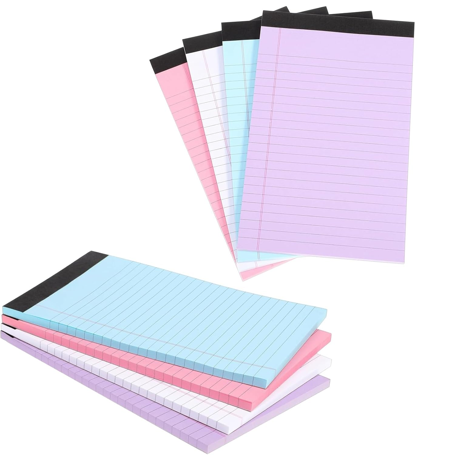 8Pcs Small Legal Pads 5X8,Note Pads 80GSM Thick Lined Paper 50 Sheets Colored Note Pads Paper College Ruled Notepad Clear Print Writing Pads Notebooks for Work (4 Color) image number 5