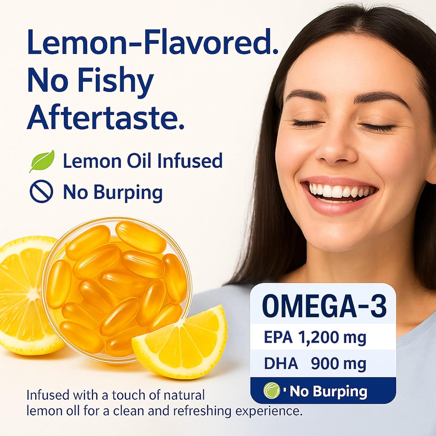 Triple Strength Omega-3 Fish Oil &ndash; 4,200Mg per Serving (1,200Mg EPA + 900Mg DHA) &ndash; Wild-Caught, Purified & Lemon Flavored &ndash; 120 Softgels image number 1