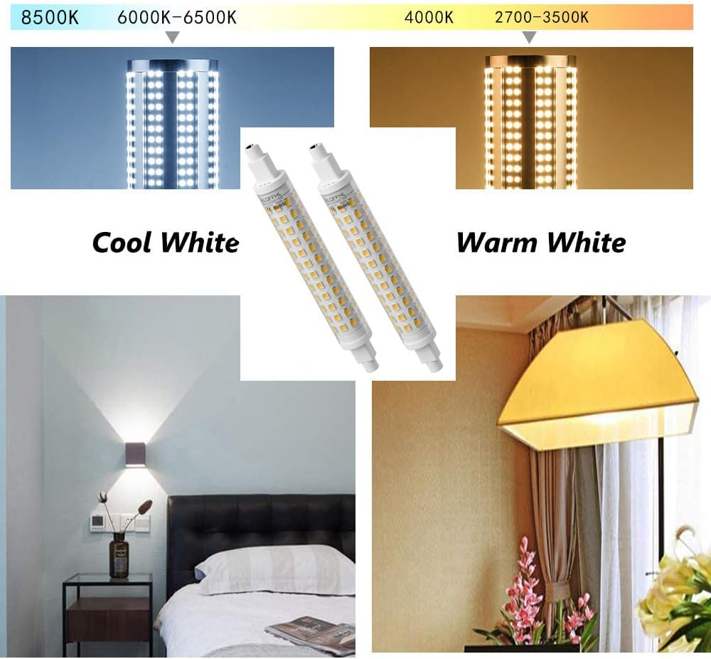 R7S 118Mm Dimmable 10W LED Bulb, Linear LED Double Ended J-Type Floodlights (T3 100W Halogen Equivalent), 3000K 1000 Lumens, Wall/Security/Floor Lights, Pack of 2 (Warm White) image number 1