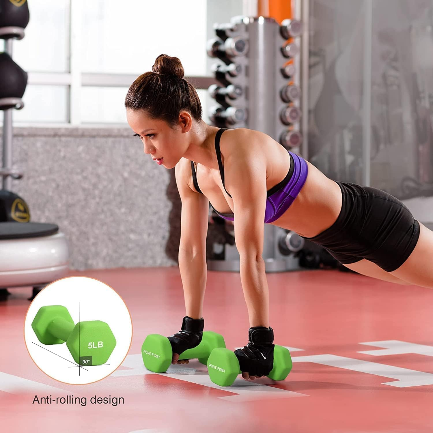 Neoprene Dumbbells Anti-Slip Dumbbell Set Soft-Touch Grip Hand Weights Hex Dumbbells Weights Home Gym Fitness Workout Training - Sold in Pairs - 2Kg Pair image number 4