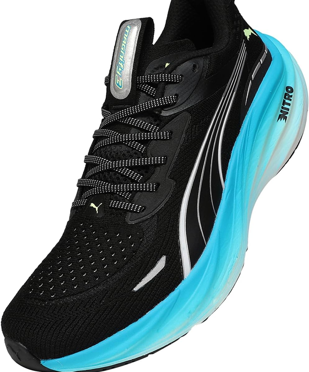 Puma Men'S Magnify Nitro 3 Running Shoes Neutral Shoes Puma Black-Speed Blue - Black 42.5