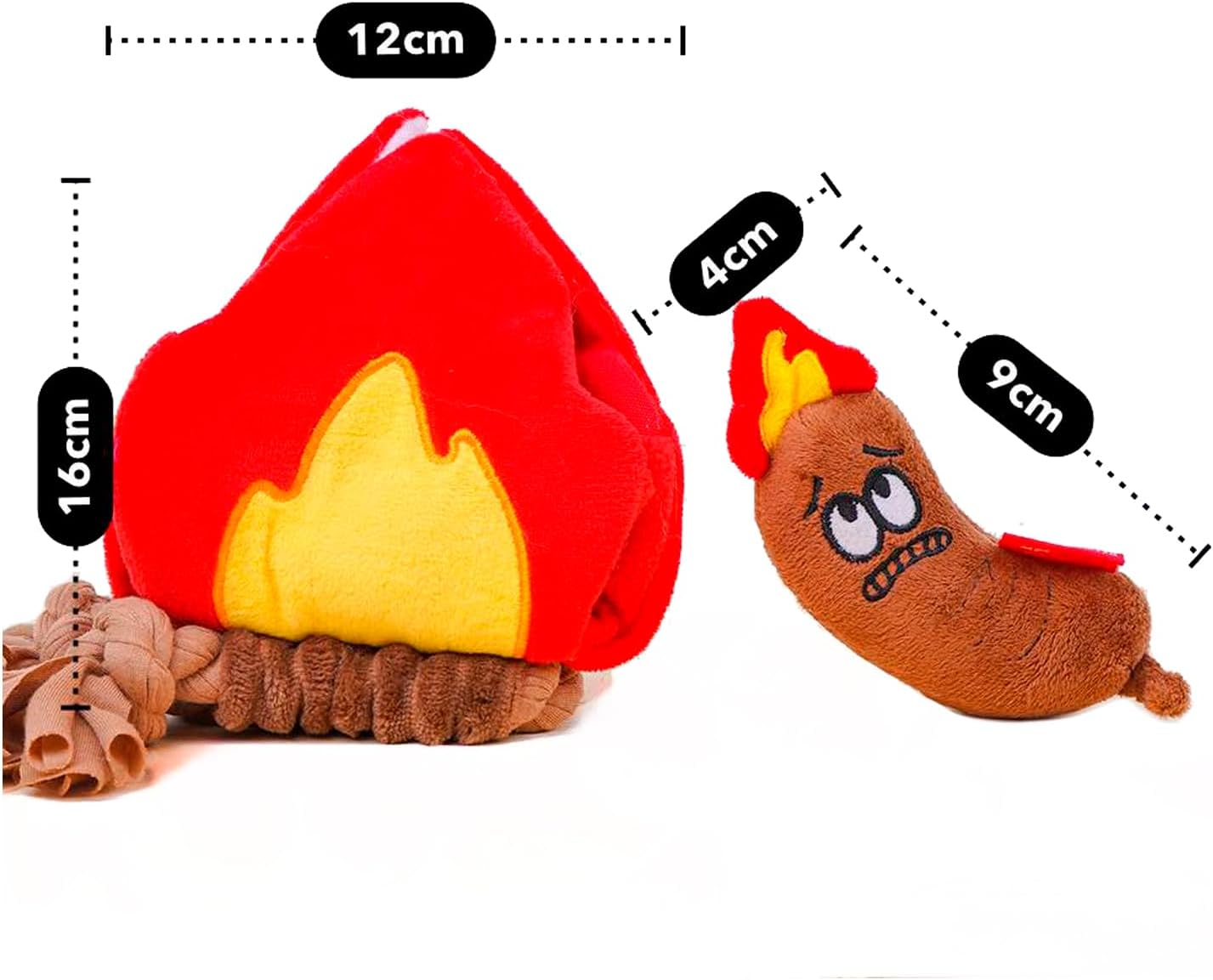 Interactive Dog Toy Set, Campfire with Treat Pocket and Squeaky Sausage, Cloth Tug Rope, Squeaky Toy, Snuffle Toy and Tug-Of-War Toy for Dogs image number 4