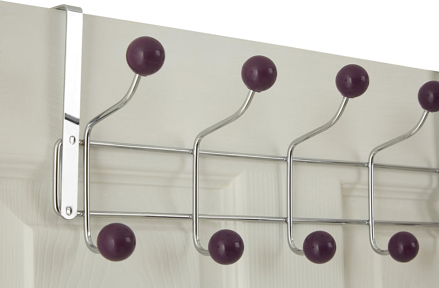 Premier Housewares Hook Door Coat Rack, 10 Hooks, Purple, Chrome, Plastic, 12 X 41 X 17 Cm - Turquoise image number 5