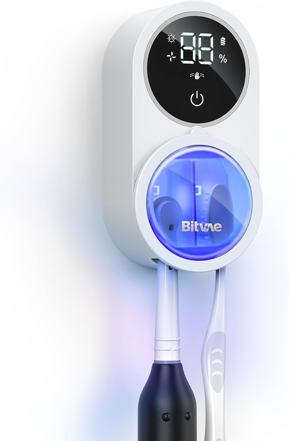 Bitvae Toothbrush Cleaner & Toothbrush Holder, Cleaning and Air Drying, LED Smart Screen, Rechargeable Wall Mount Toothbrush Holder for Bathrooms image number 2